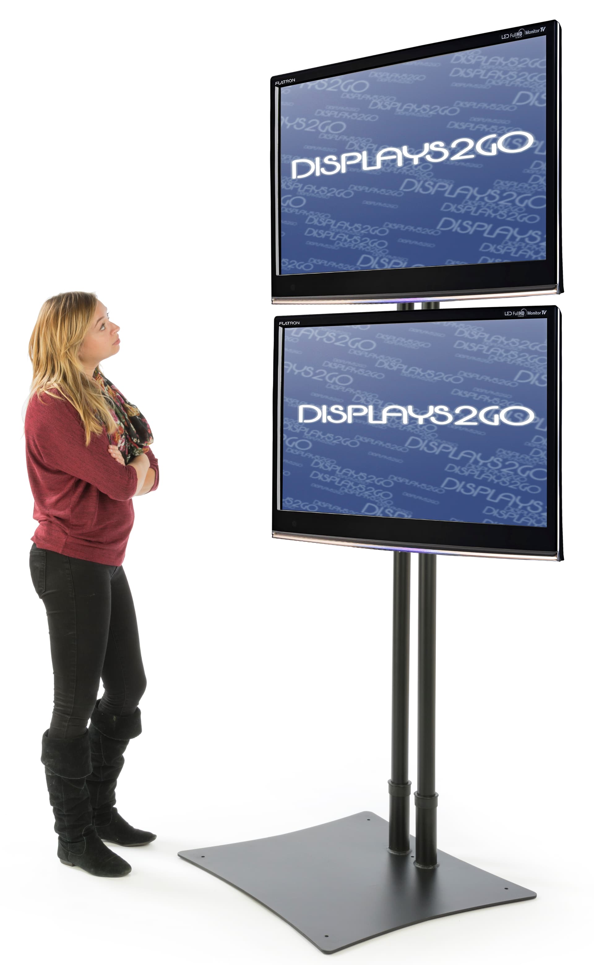 Freestanding dual TV stand for advertising