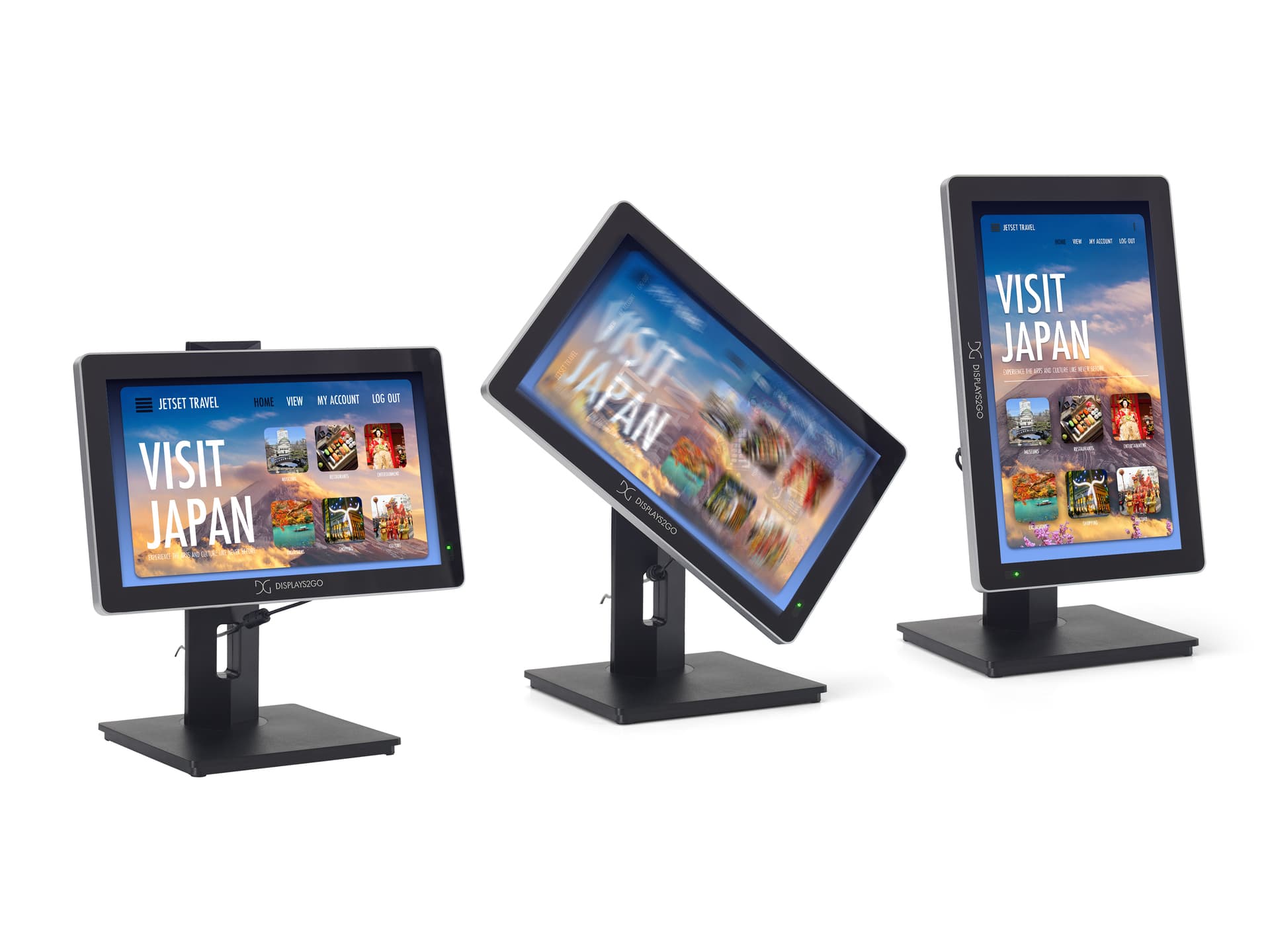 Interactive digital signage can spin from portrait to landscape in seconds