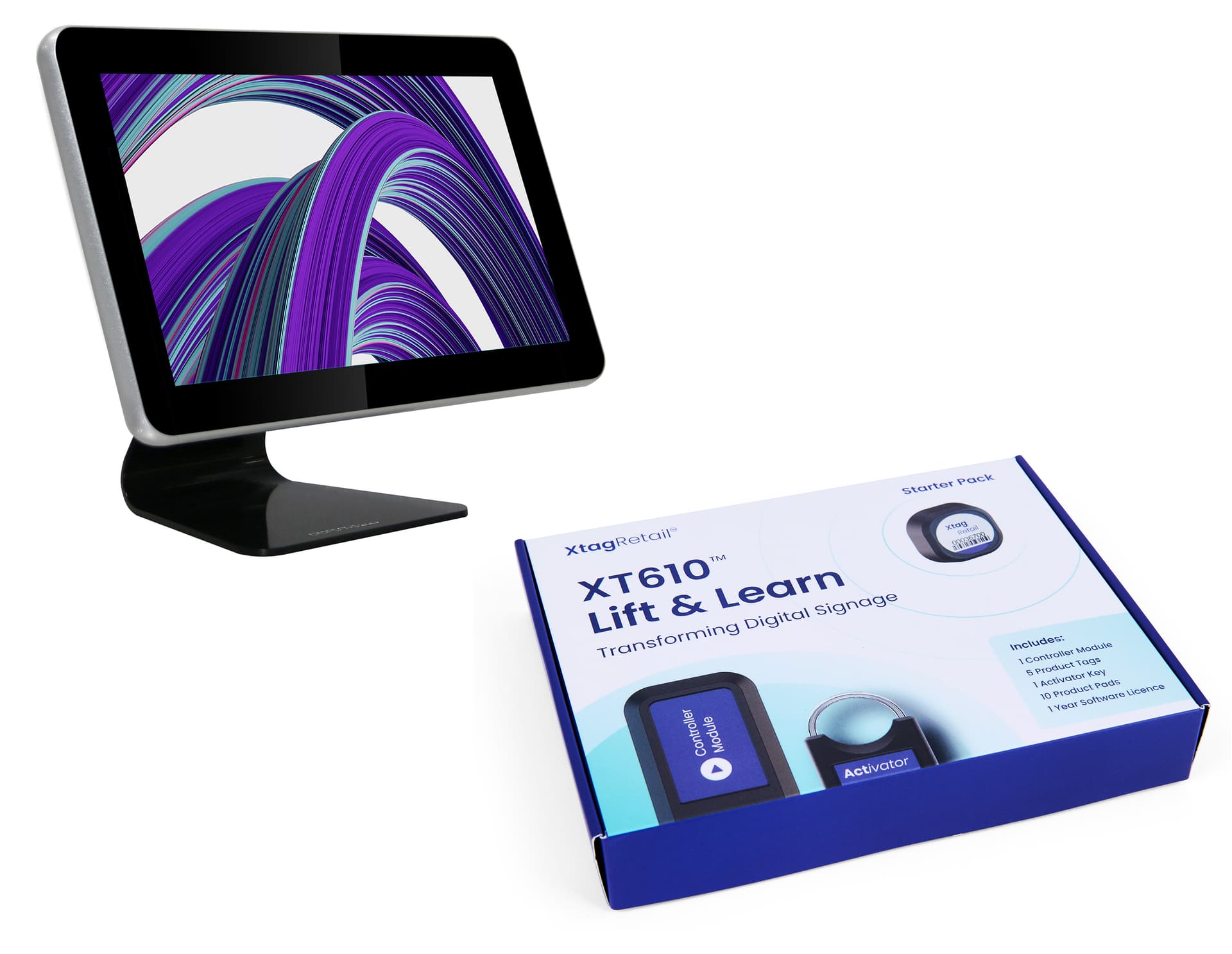 Lift and learn digital signage with 10-point touch screen