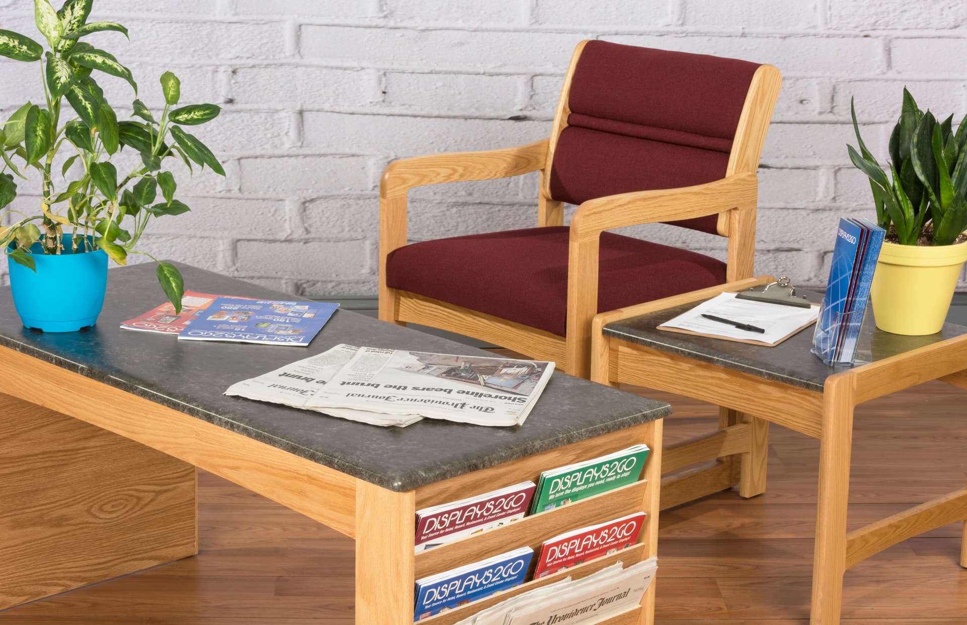 Light Oak Office End Table, Floor Standing