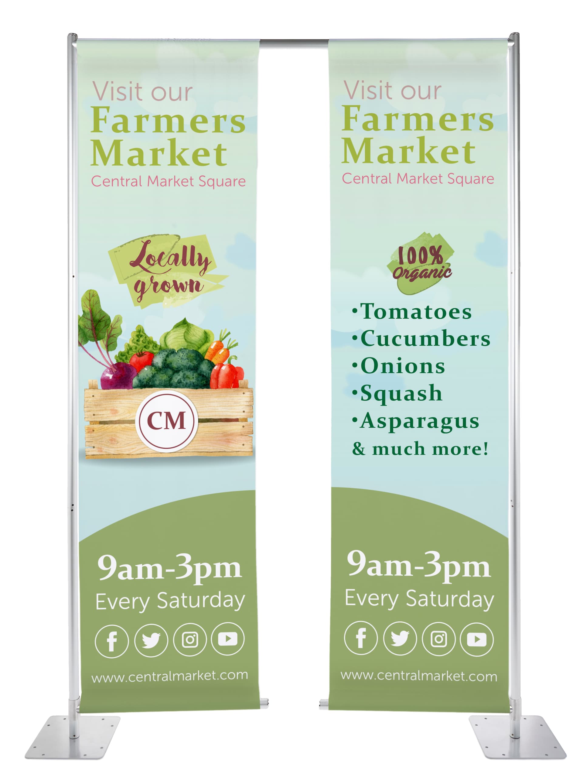 Custom outdoor banner stand with weighted base