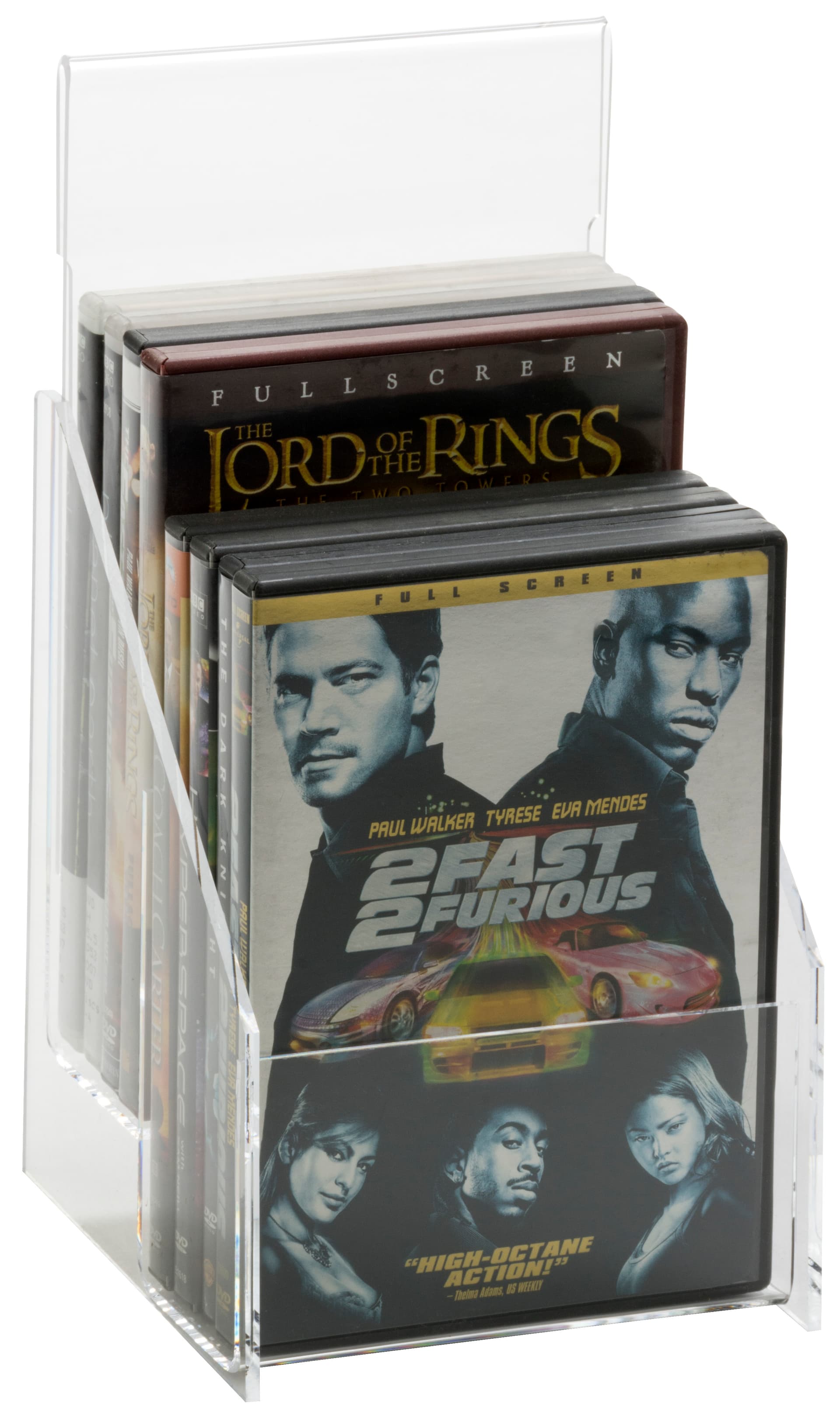 Tiered DVD Rack w/ Sign Holder
