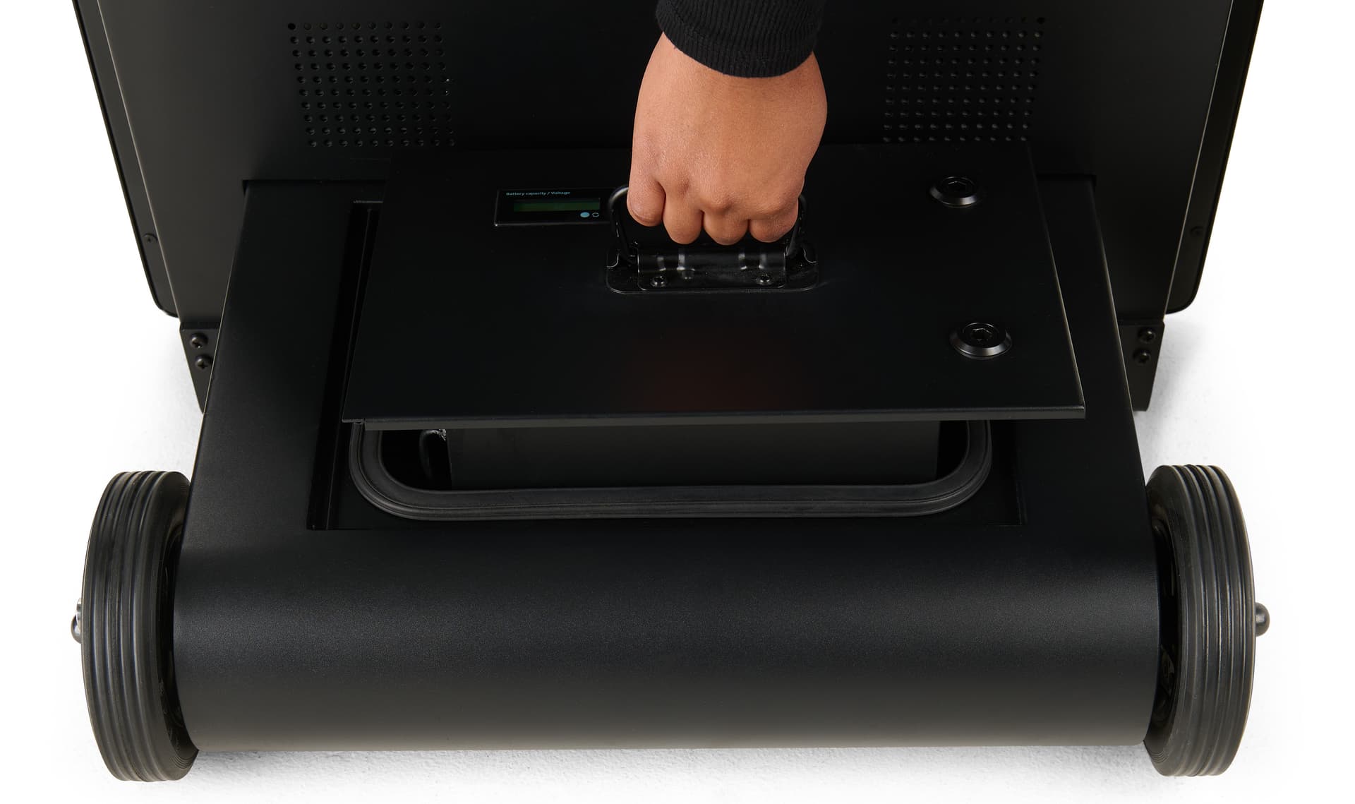Portable outdoor digital signage pull-out battery pack 