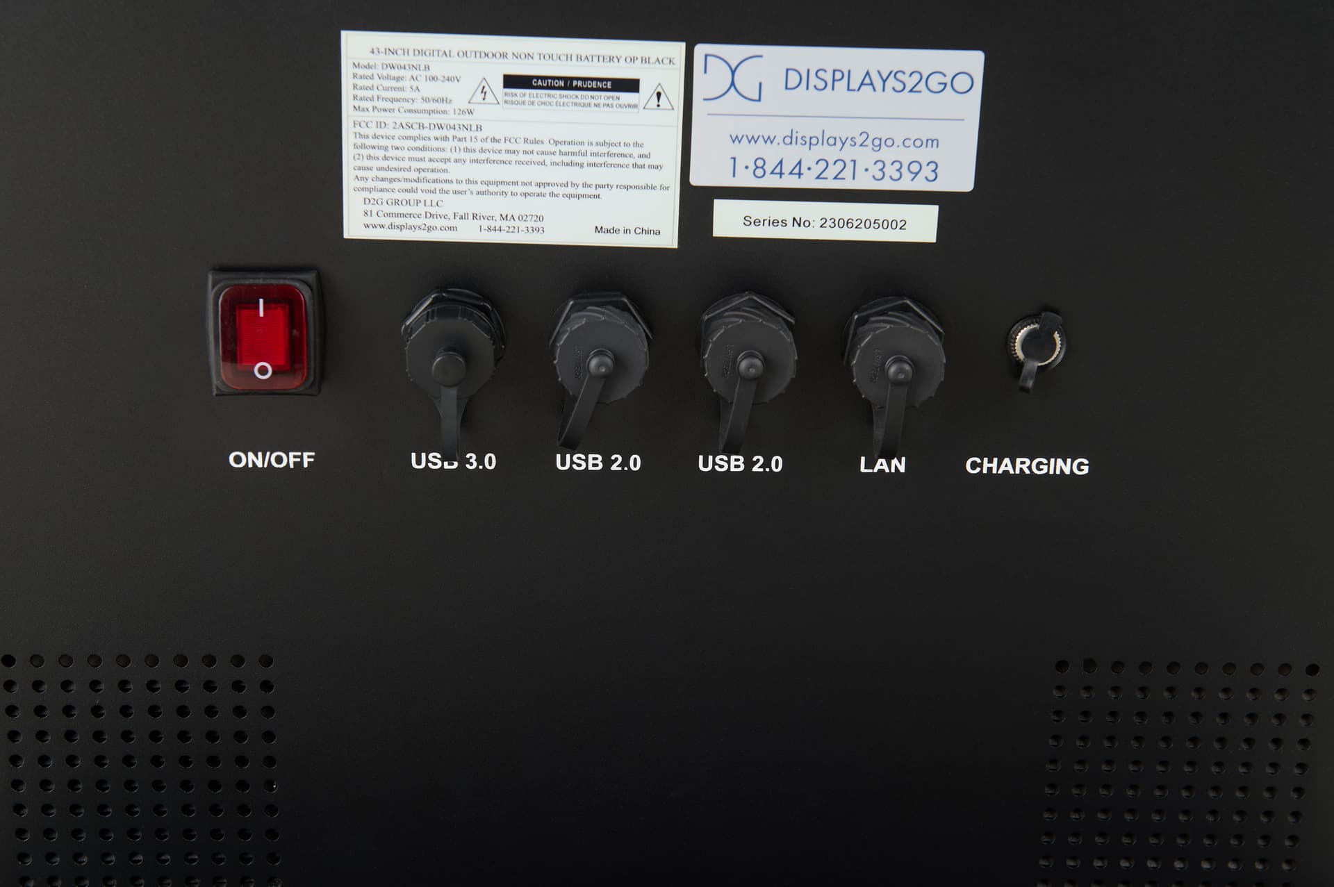 Portable outdoor digital signage USB ports