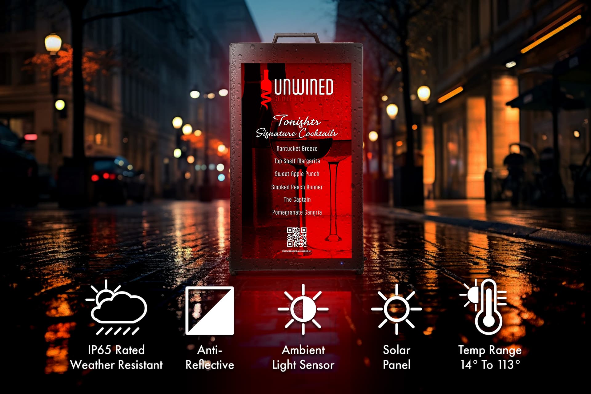 Outdoor digital sign is IP65 Rated 