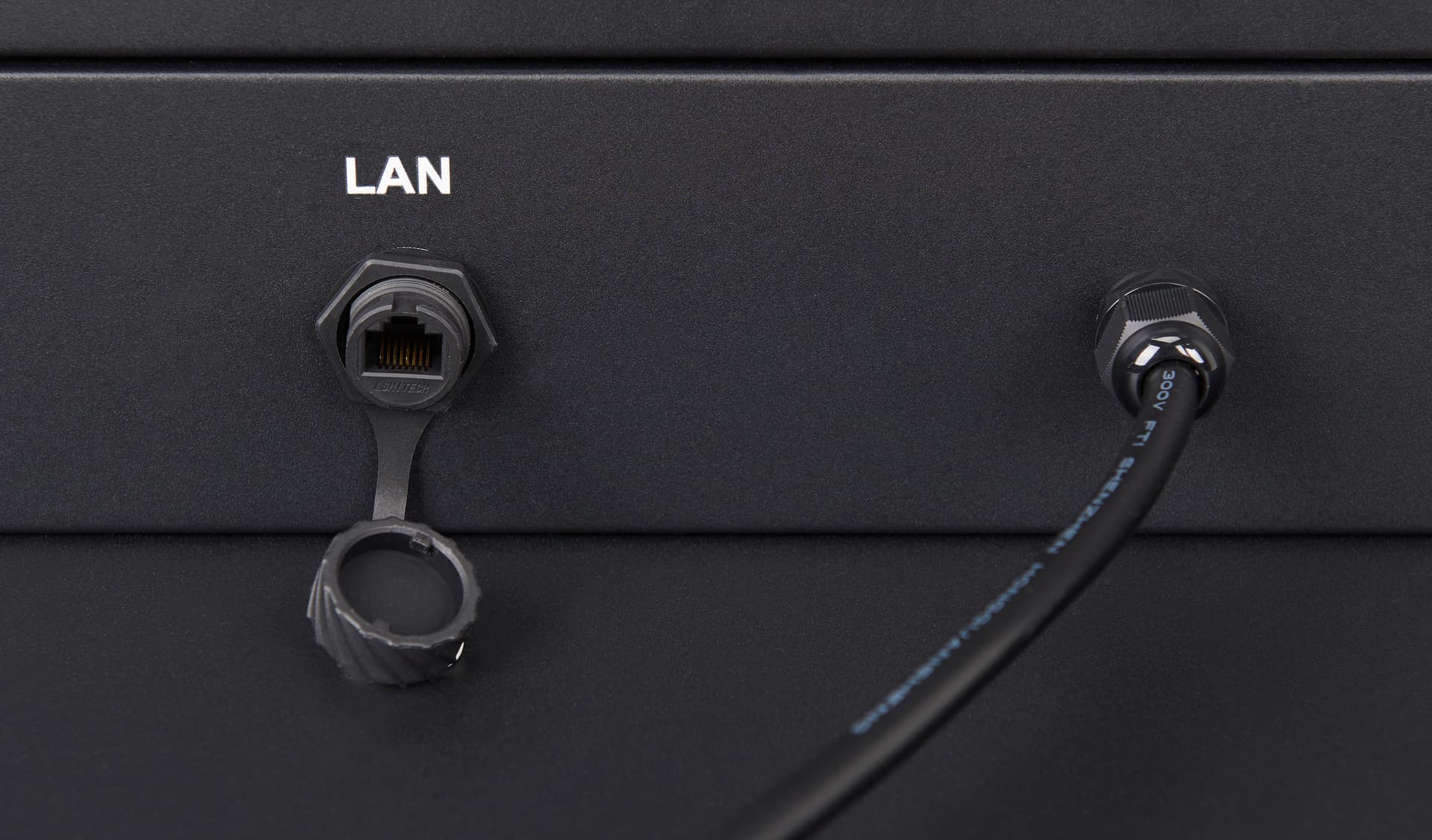 Outdoor touch screen display with ethernet port located at towards the bottom of the unit