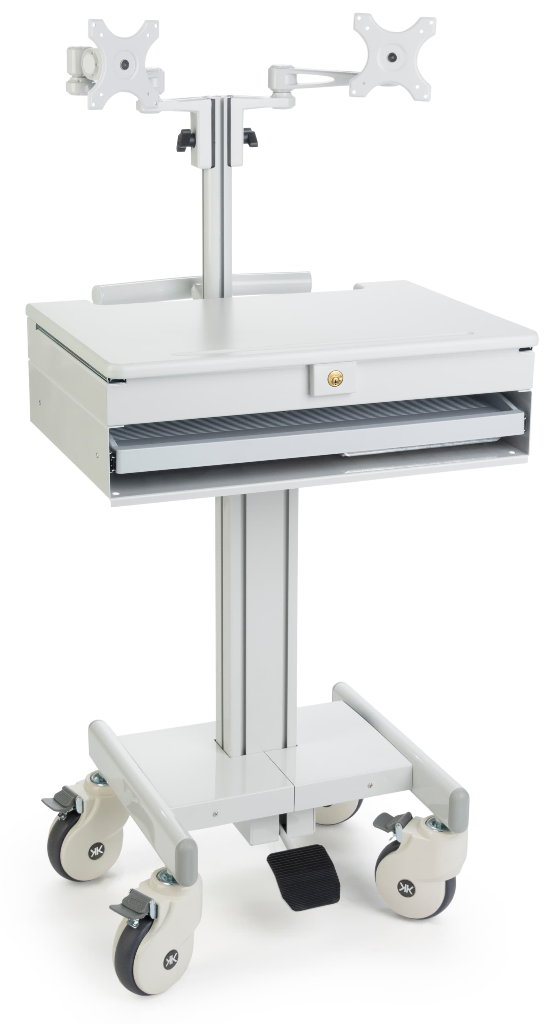 Dual Monitor Medical Cart, Sit or Stand