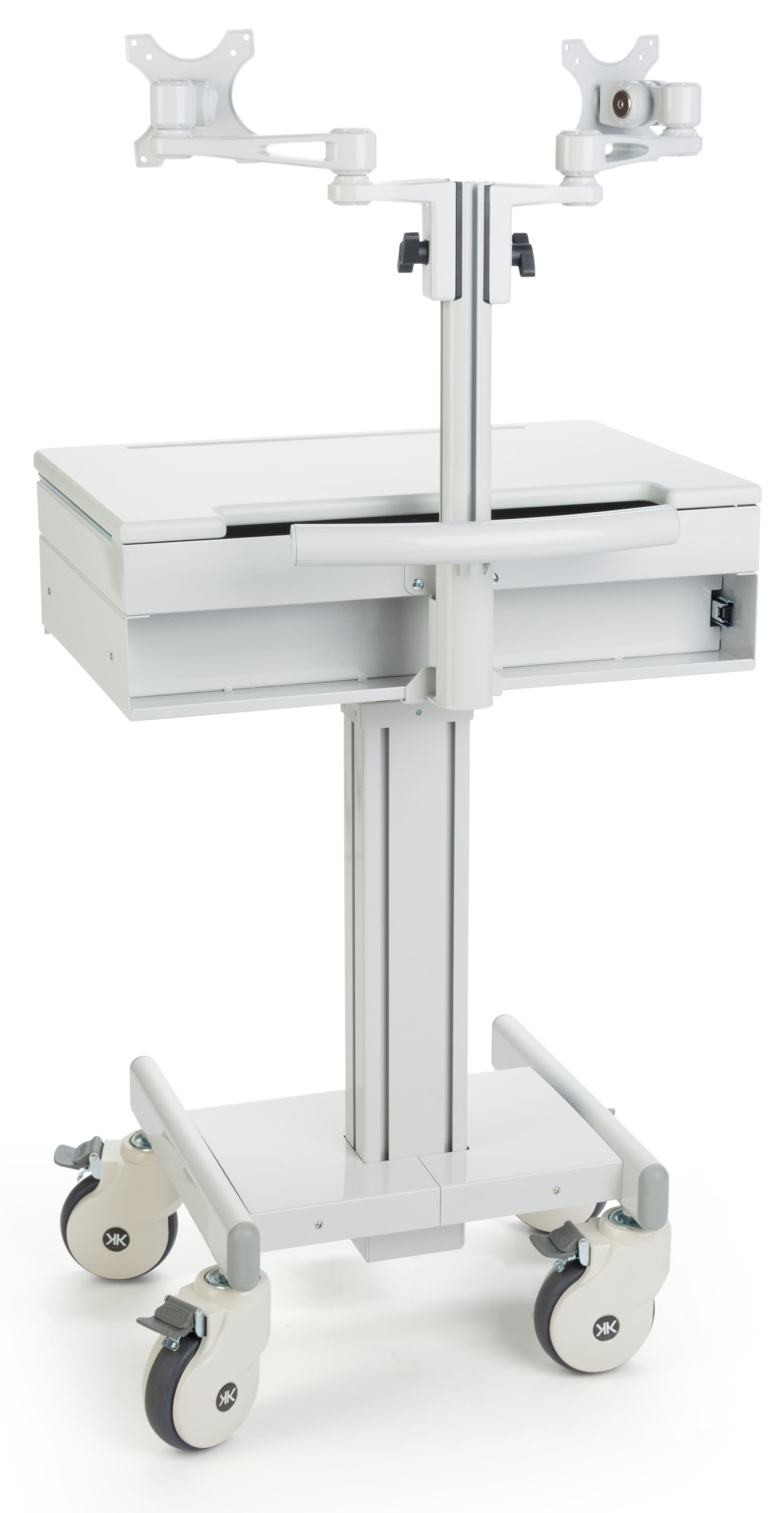 Dual Monitor Medical Cart with Wheeled Base