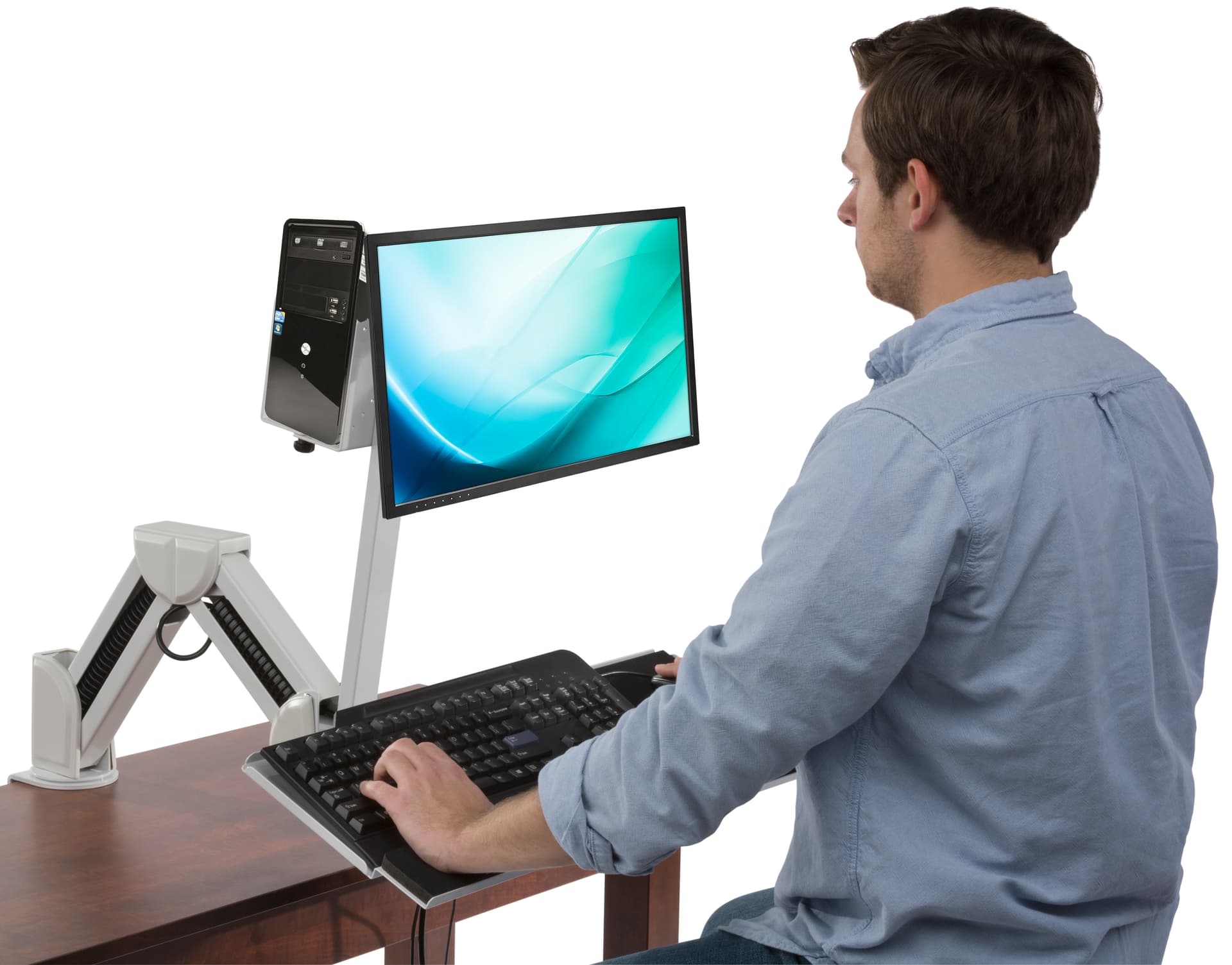 Monitor Arm w/ Keyboard Tray for Offices