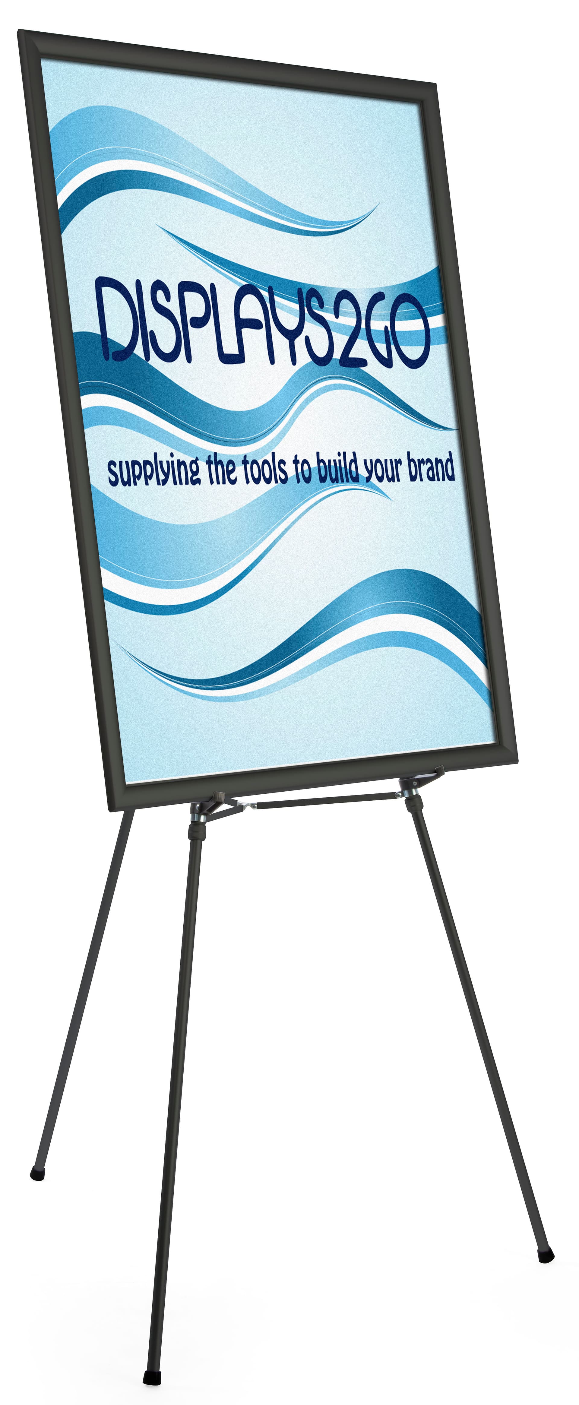 Black Easel Stand with 36” x 48” Snap Frame, Aluminum