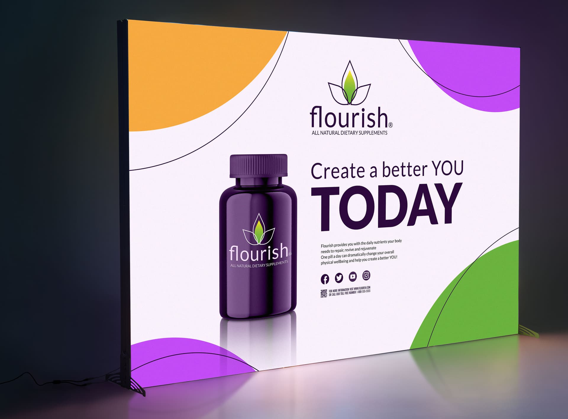 LED backlit trade show display with edge lighting 