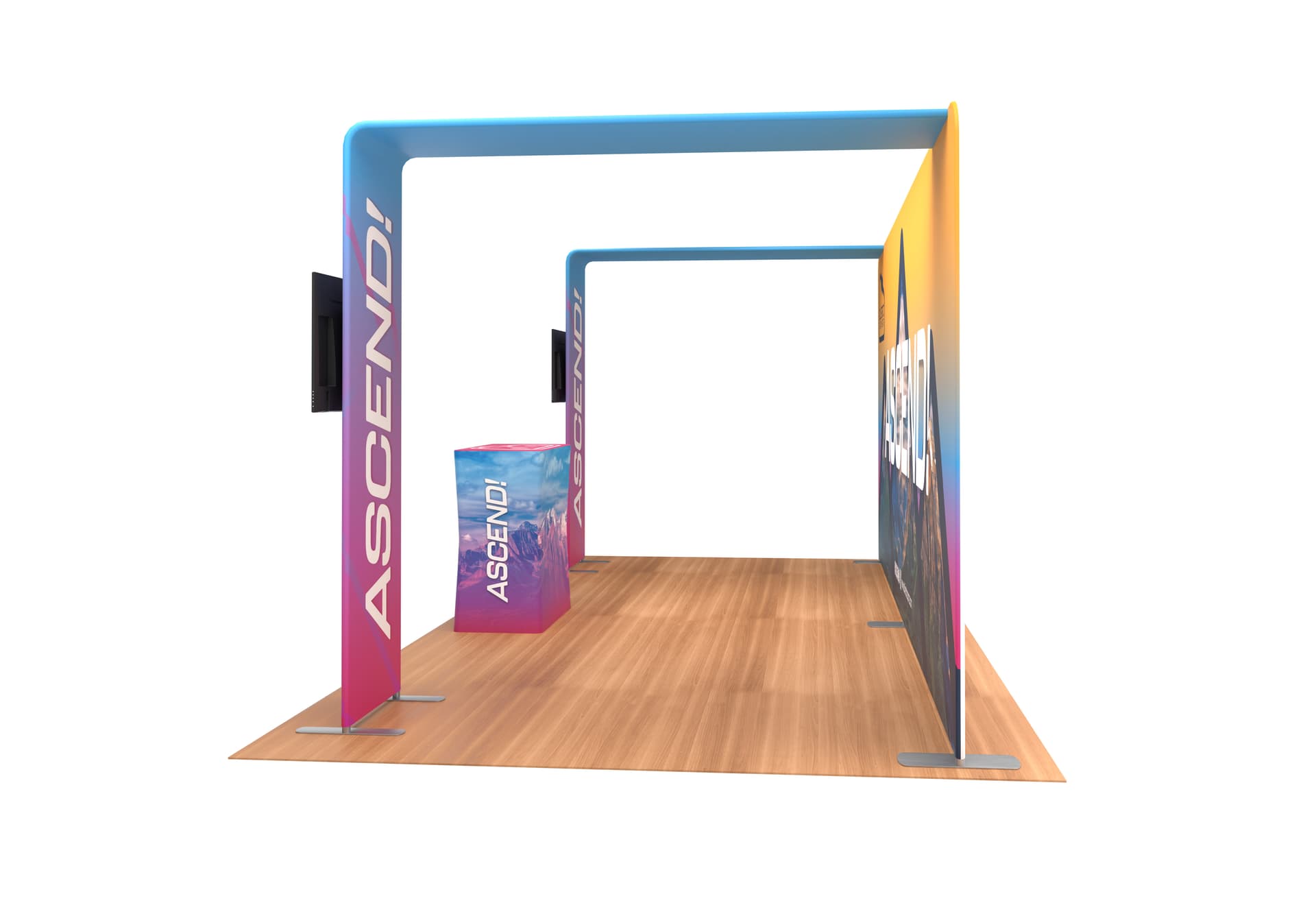 Pop up trade show booth with double sided graphics