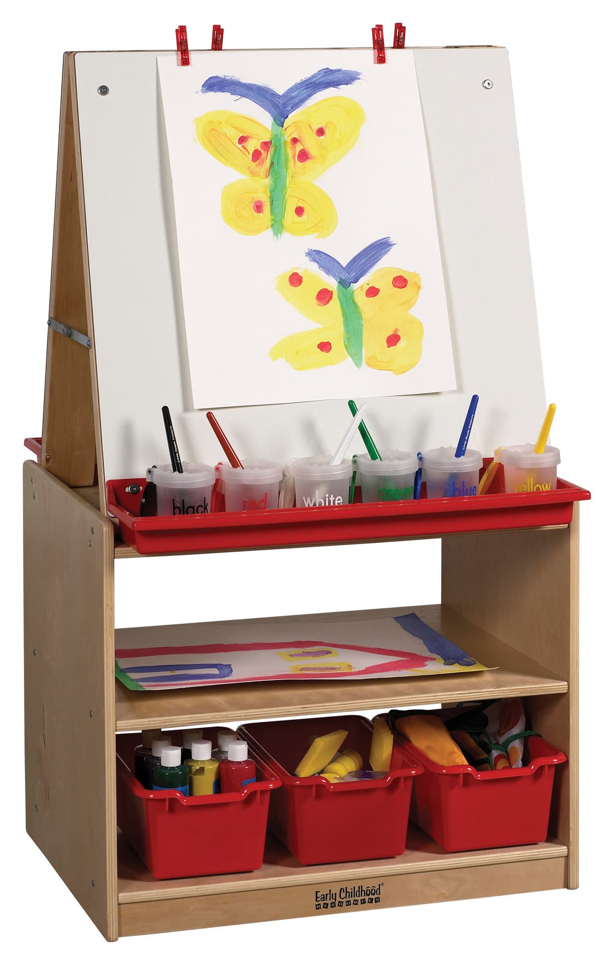 Wooden Double Sided Children's Art Easel with Storage