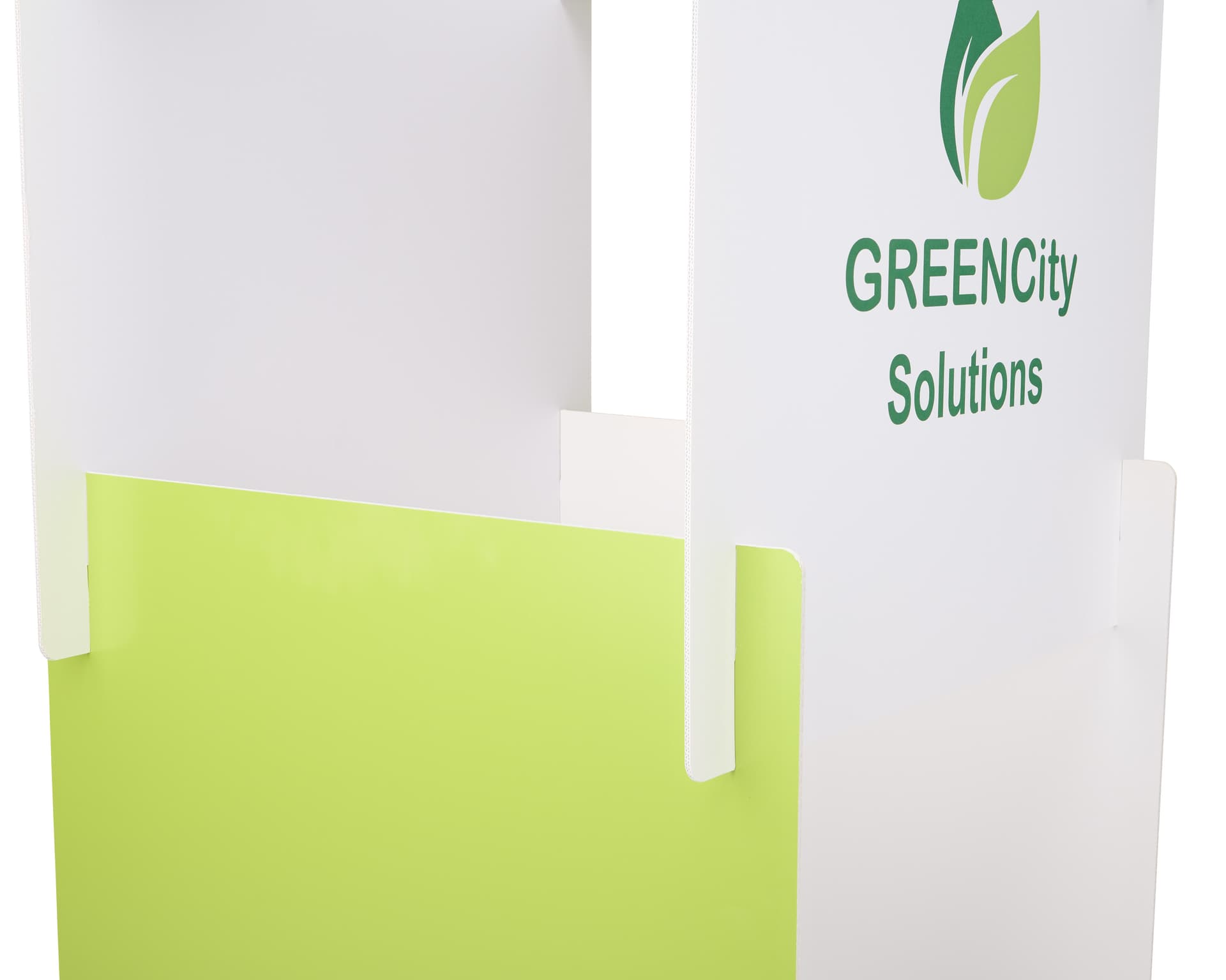 Flat pack cube display signage with interlocking design