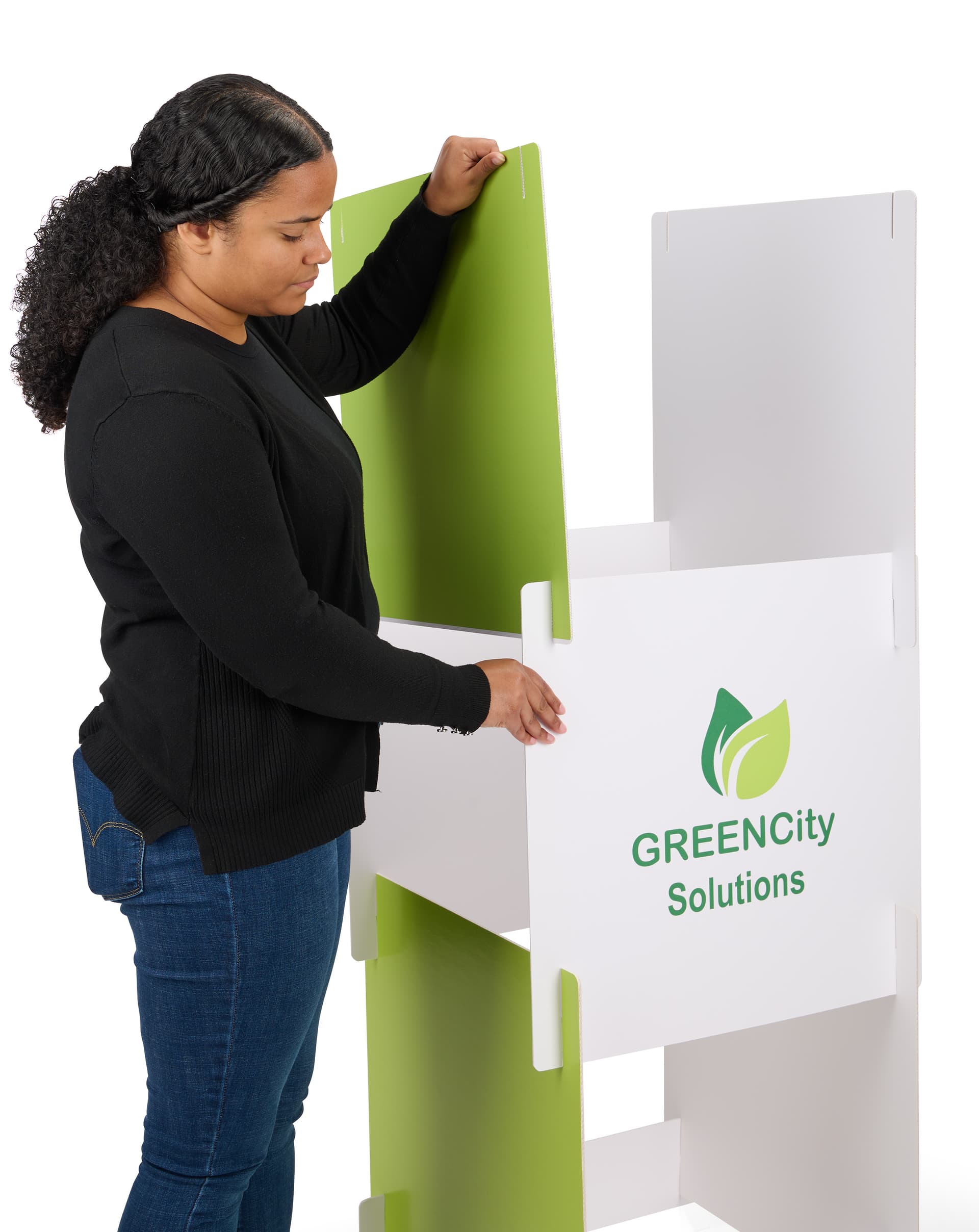 Flat pack cube display signage is easy to assembly 