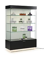 Light up display case with energy efficient LED lights