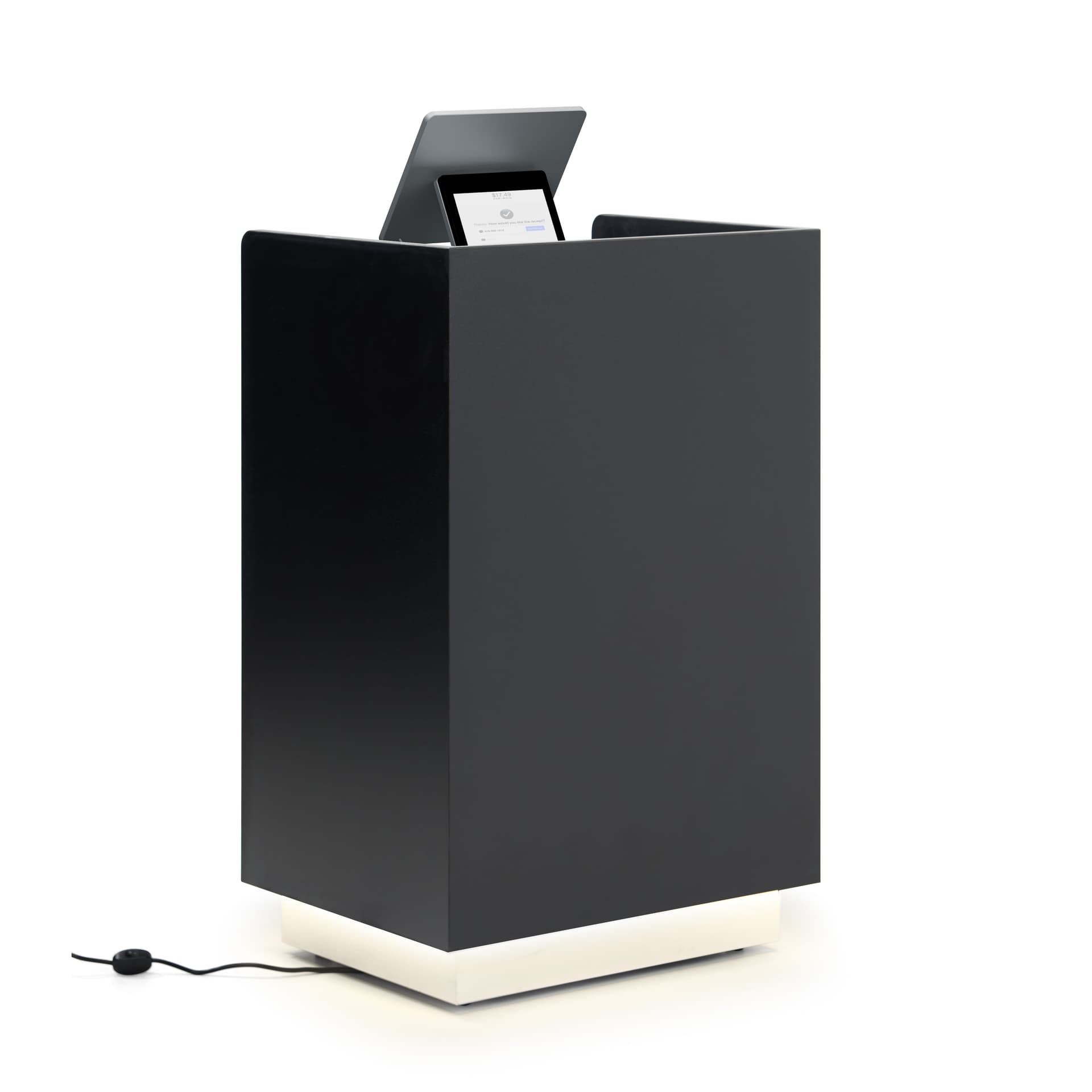 Modern hostess stand with illuminated base