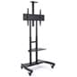 TV Stand w/ Shelf, Fits Monitors 65 to 80", Camera Tray & AV Shelf, Wheels – Black