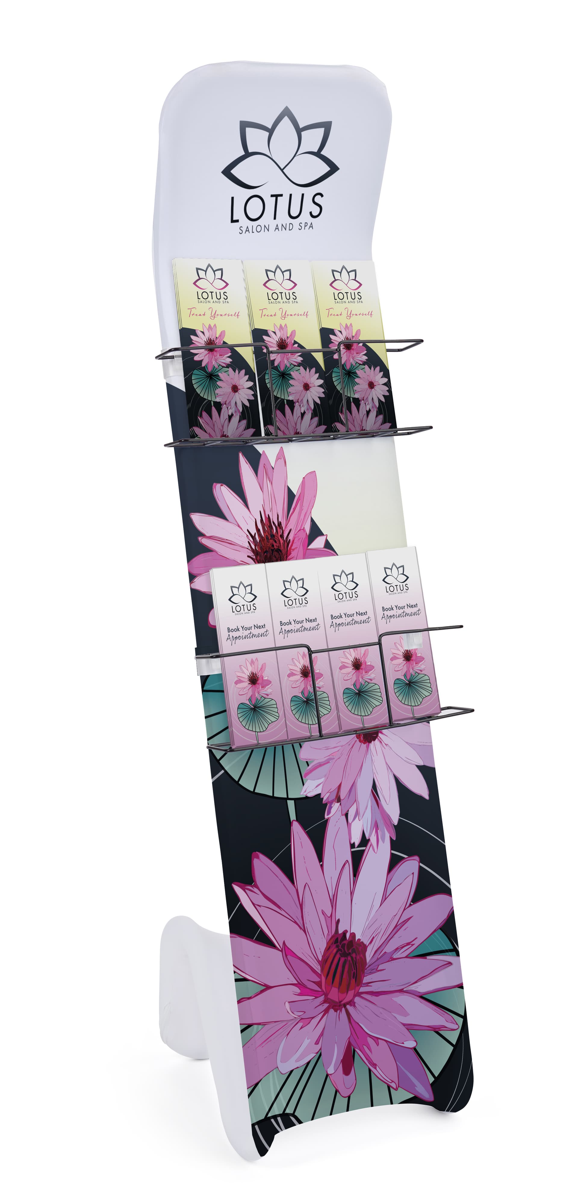 Replacement graphic for custom fabric lit holder with two wired racks