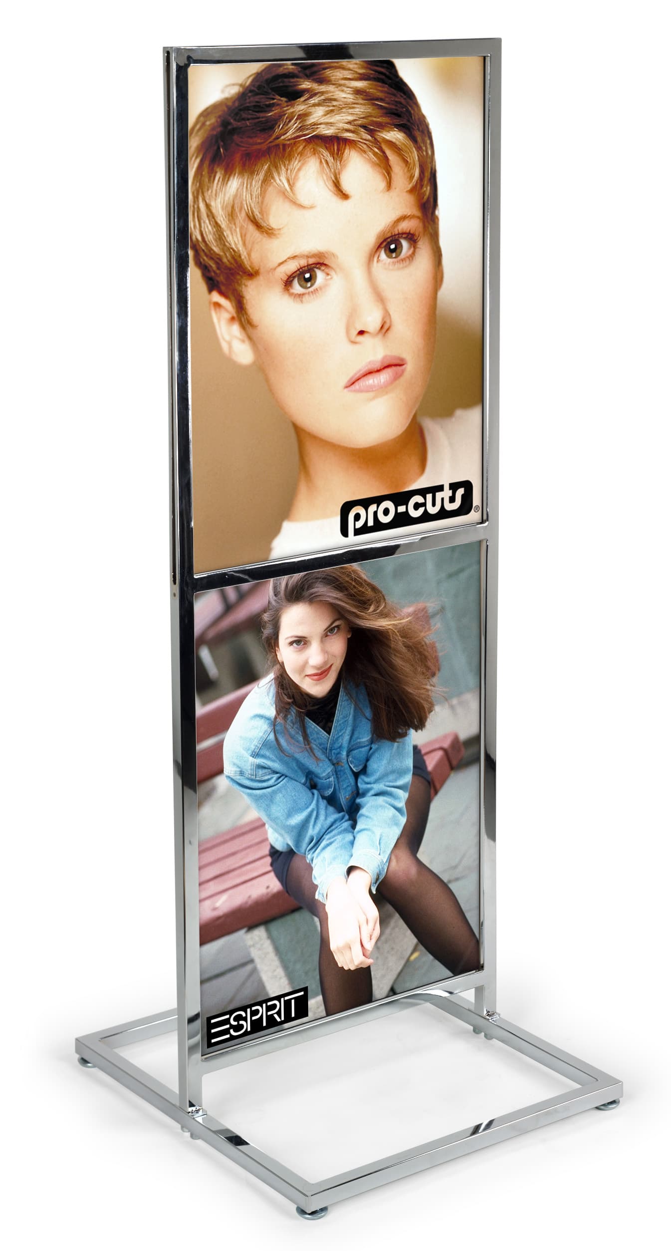 Chrome Poster Stand with 2 Tiers