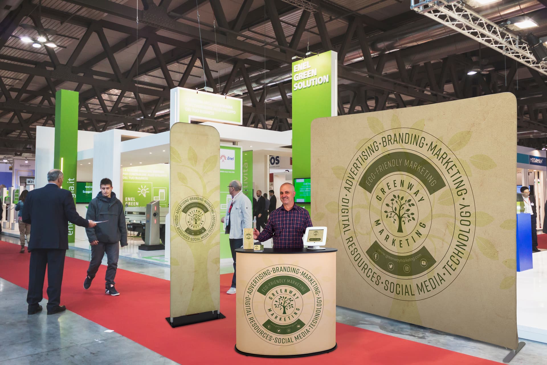 Portable exhibition counter with custom graphics