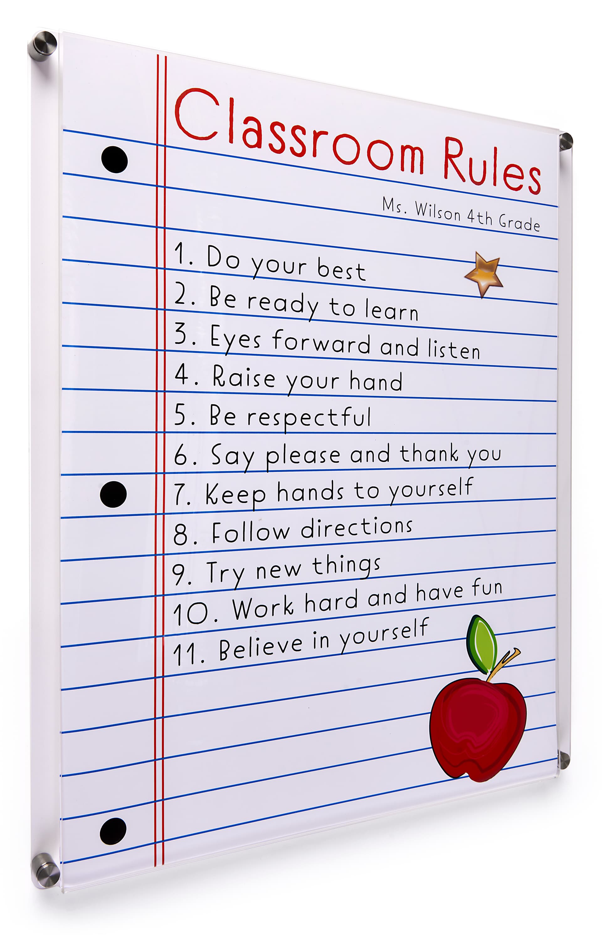 Acrylic wall mount sign holder with wall mounting hardware