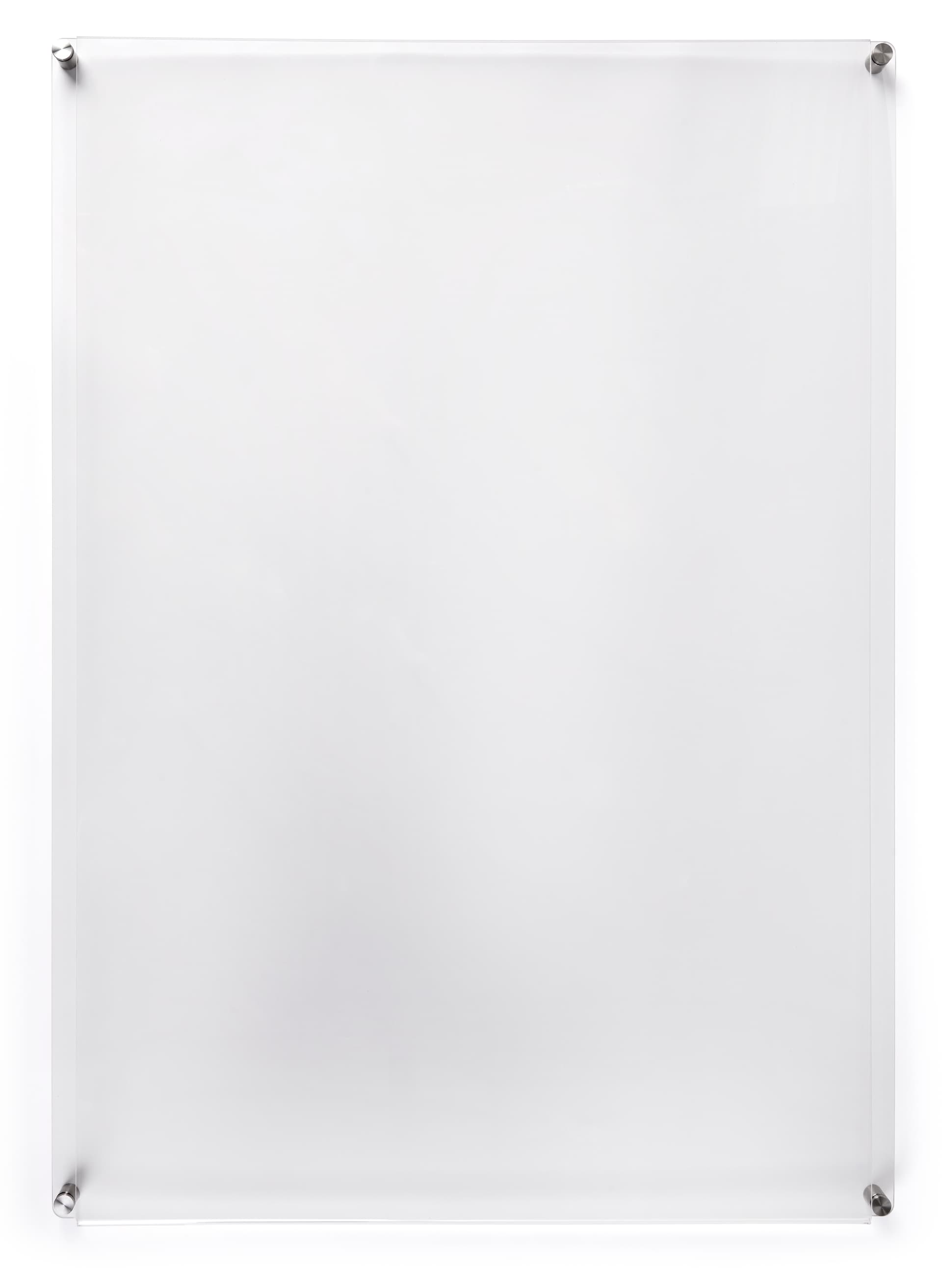 Acrylic wall mount sign holder with standoffs and rounded edge design 