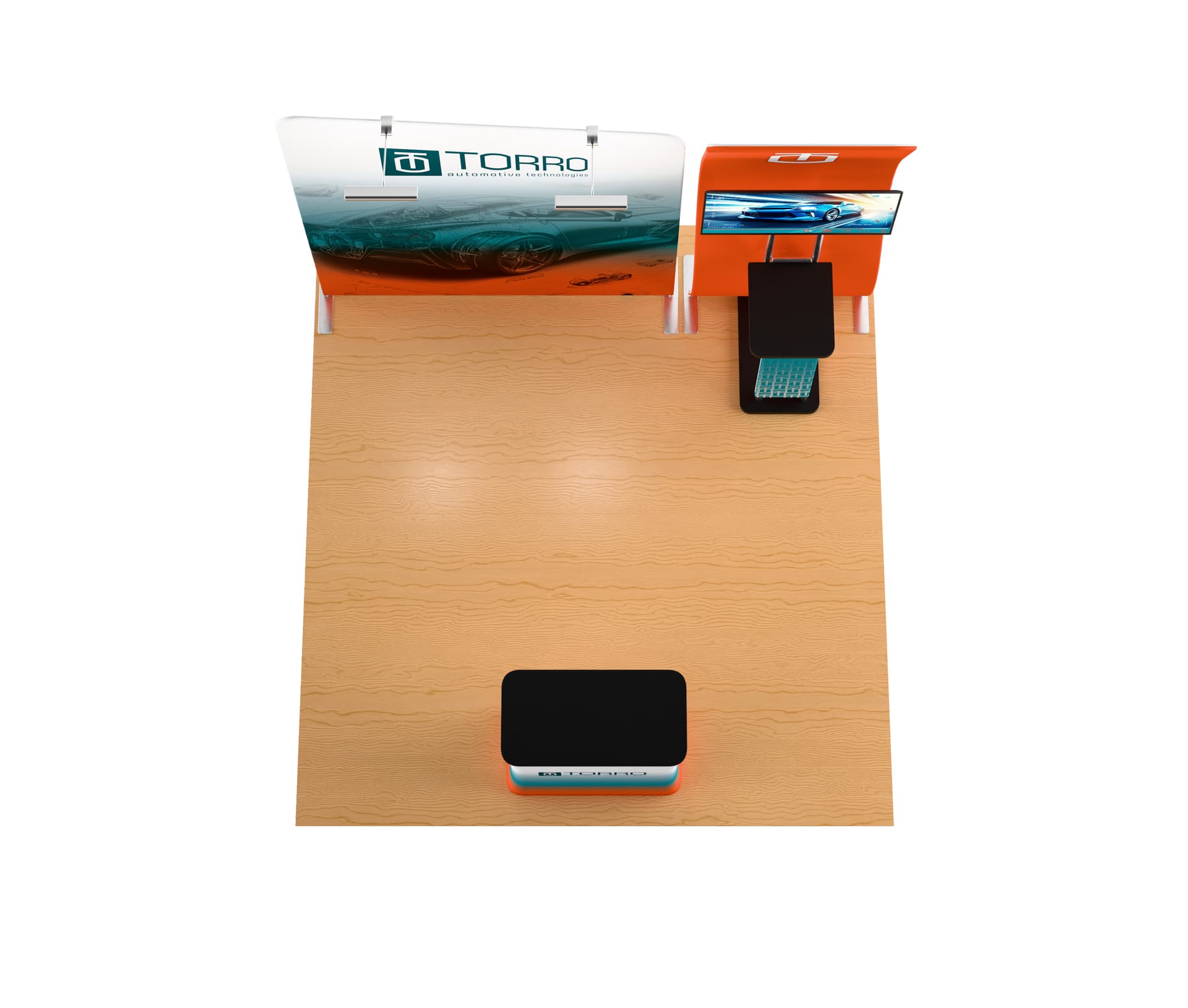 Complete trade show display setup with machine washable fabric 