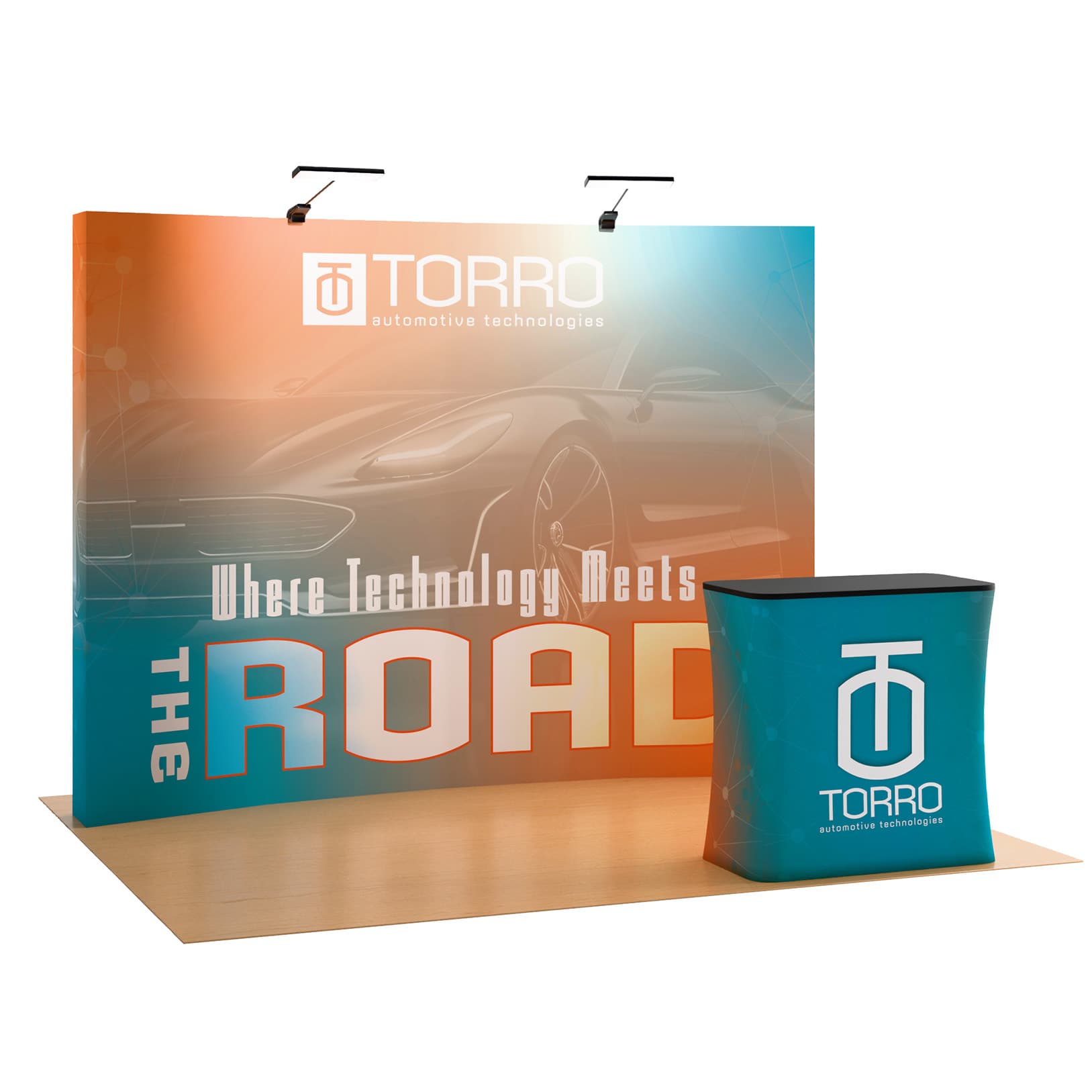 Curved pop up trade show display with full color printing 