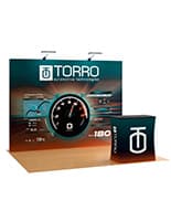 Pop up display kit for trade show with branded counter 