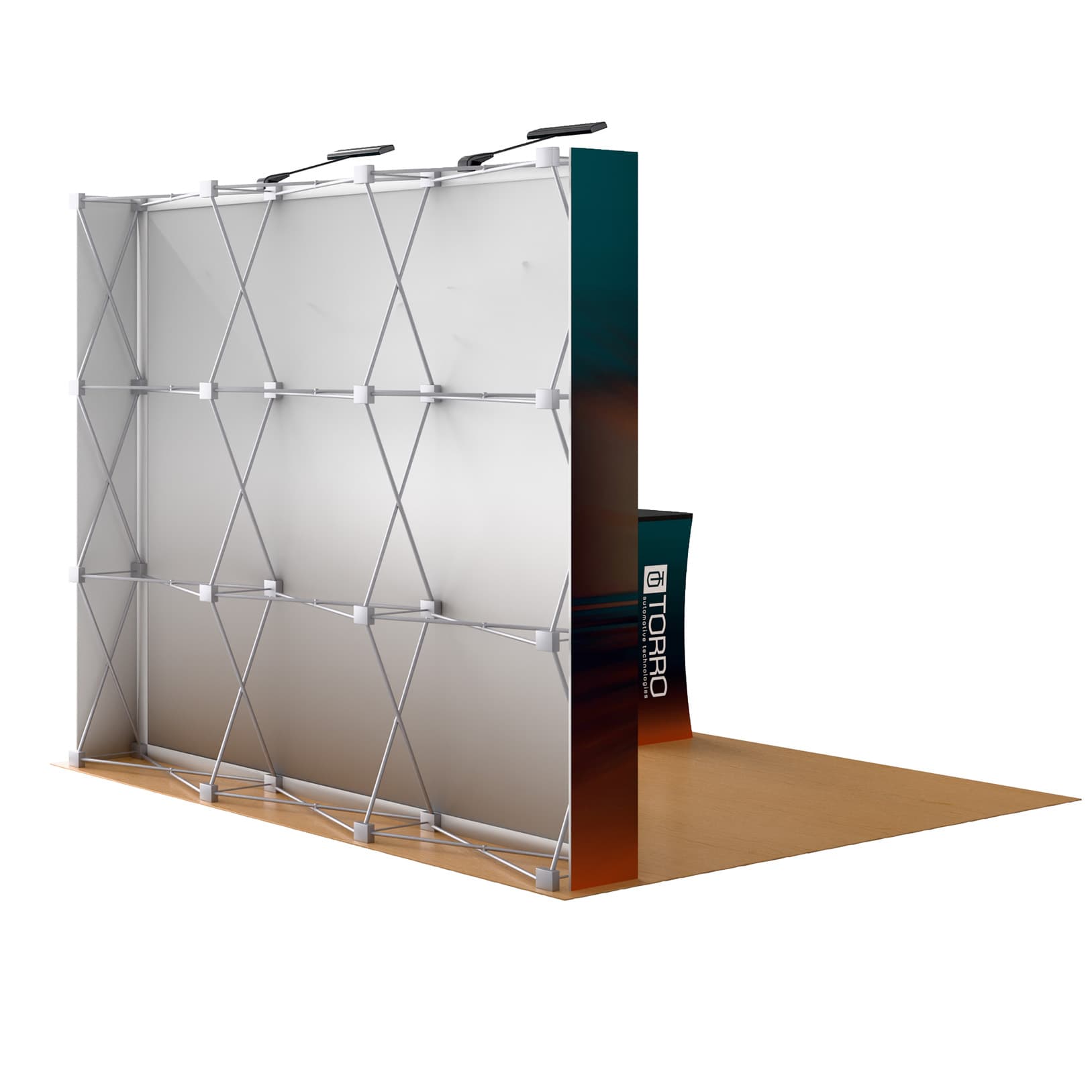 Pop up display kit for trade show with collapsible backwall 