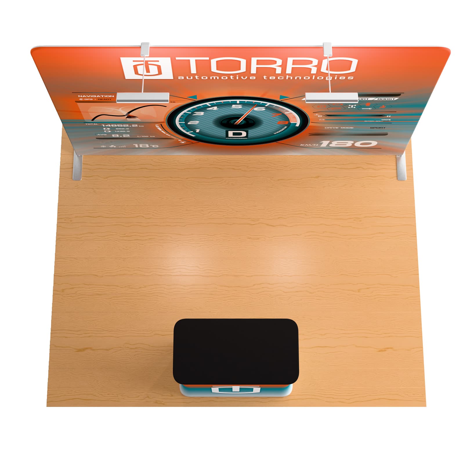 Zip up trade show kit with silver LED spotlights 