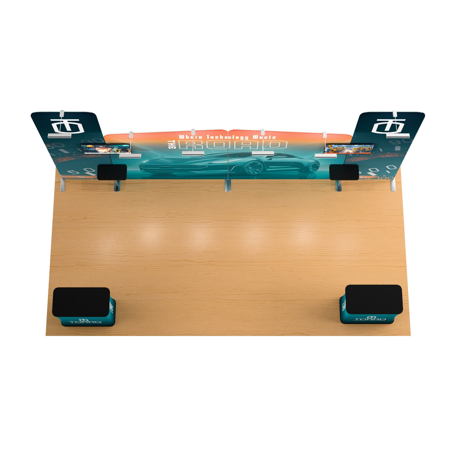Trade show multimedia display kit with aluminum backwall frames