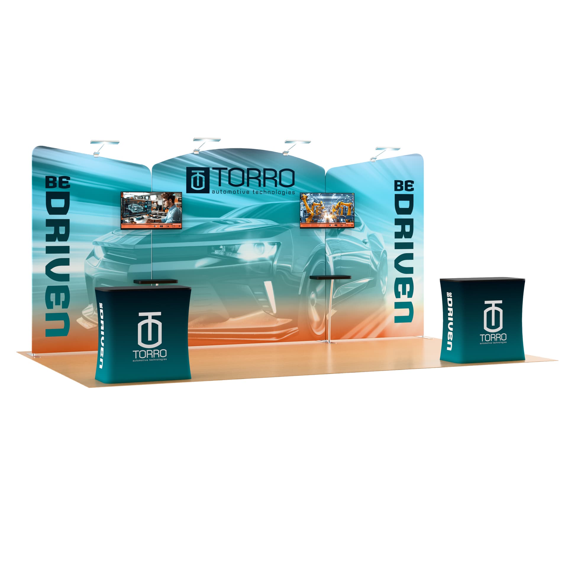 Custom trade show display booth with branded full color graphics 