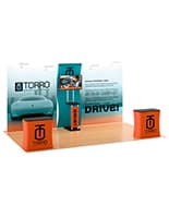 Trade show media display kit with branded counters 