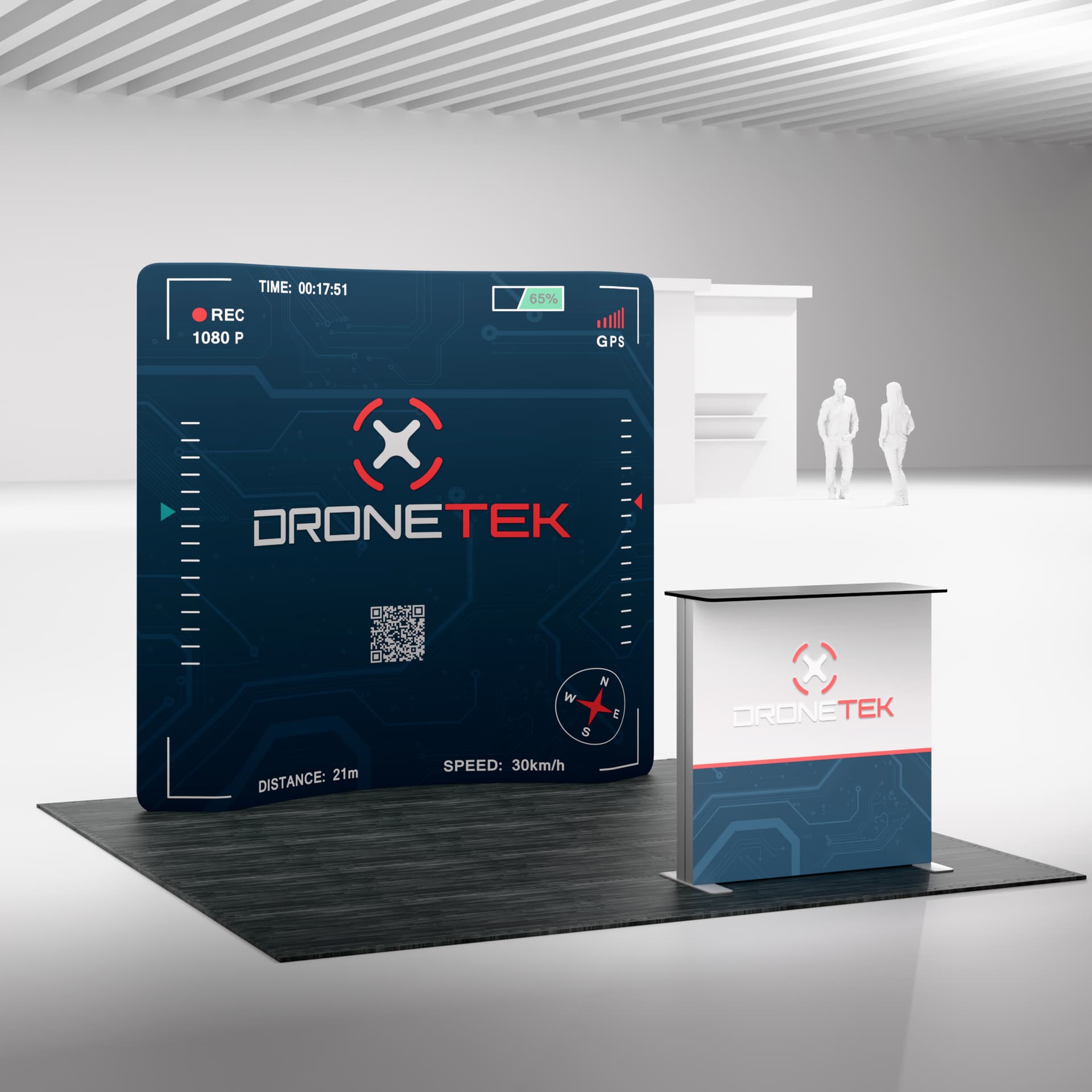 Curved tension fabric display with dye sublimation printing 