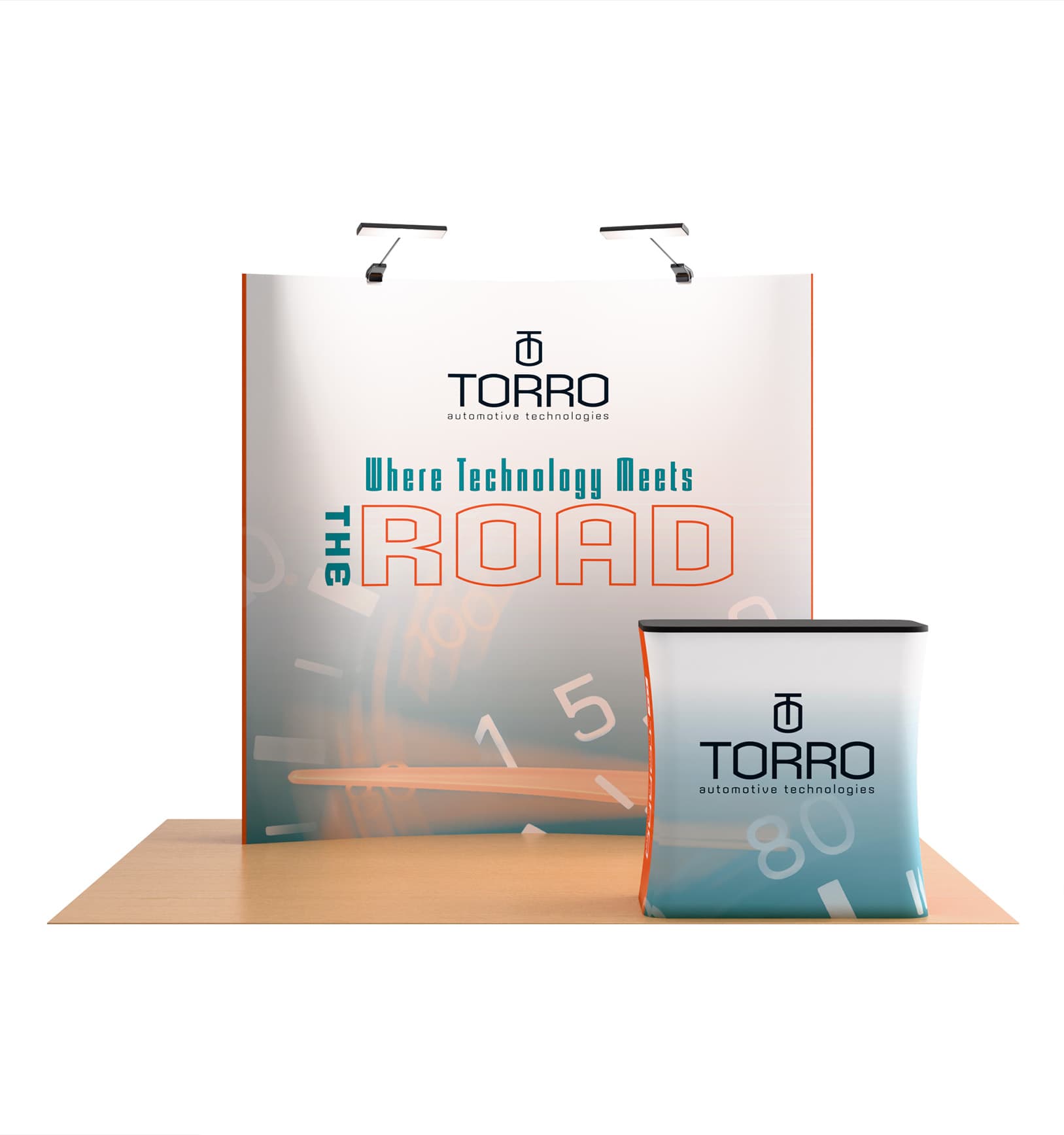 Curved pop up trade show booth with durable polyester knit fabric 