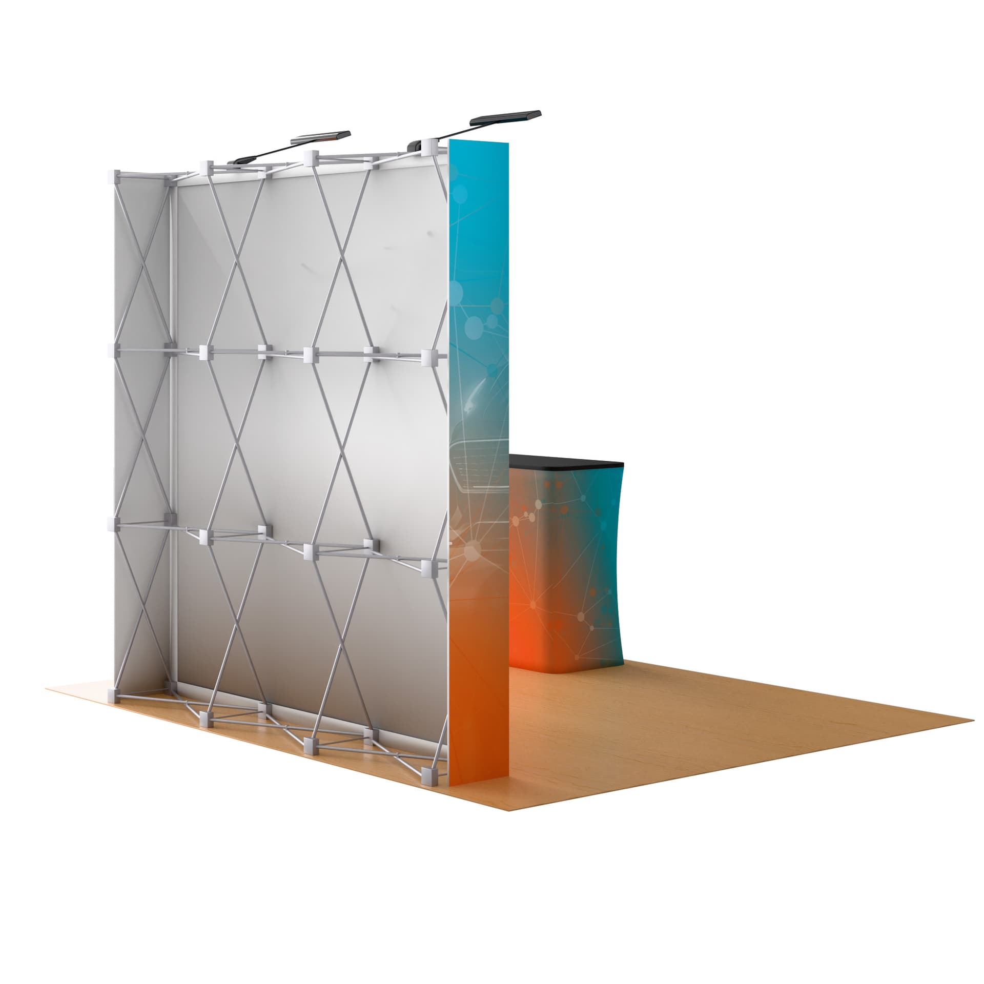 Portable pop up booth with aluminum construction 