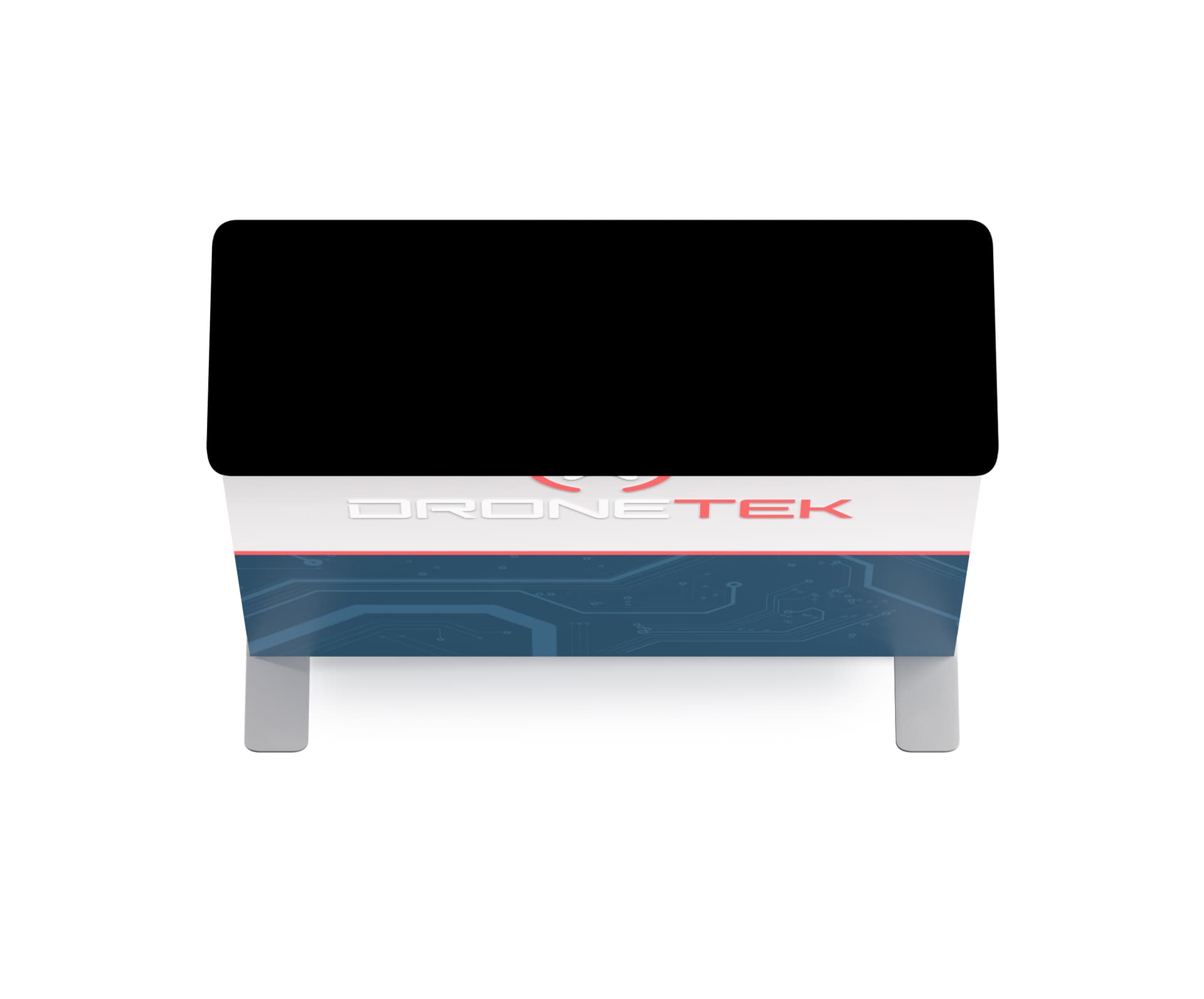 Custom illuminated trade show counter with black countertop 