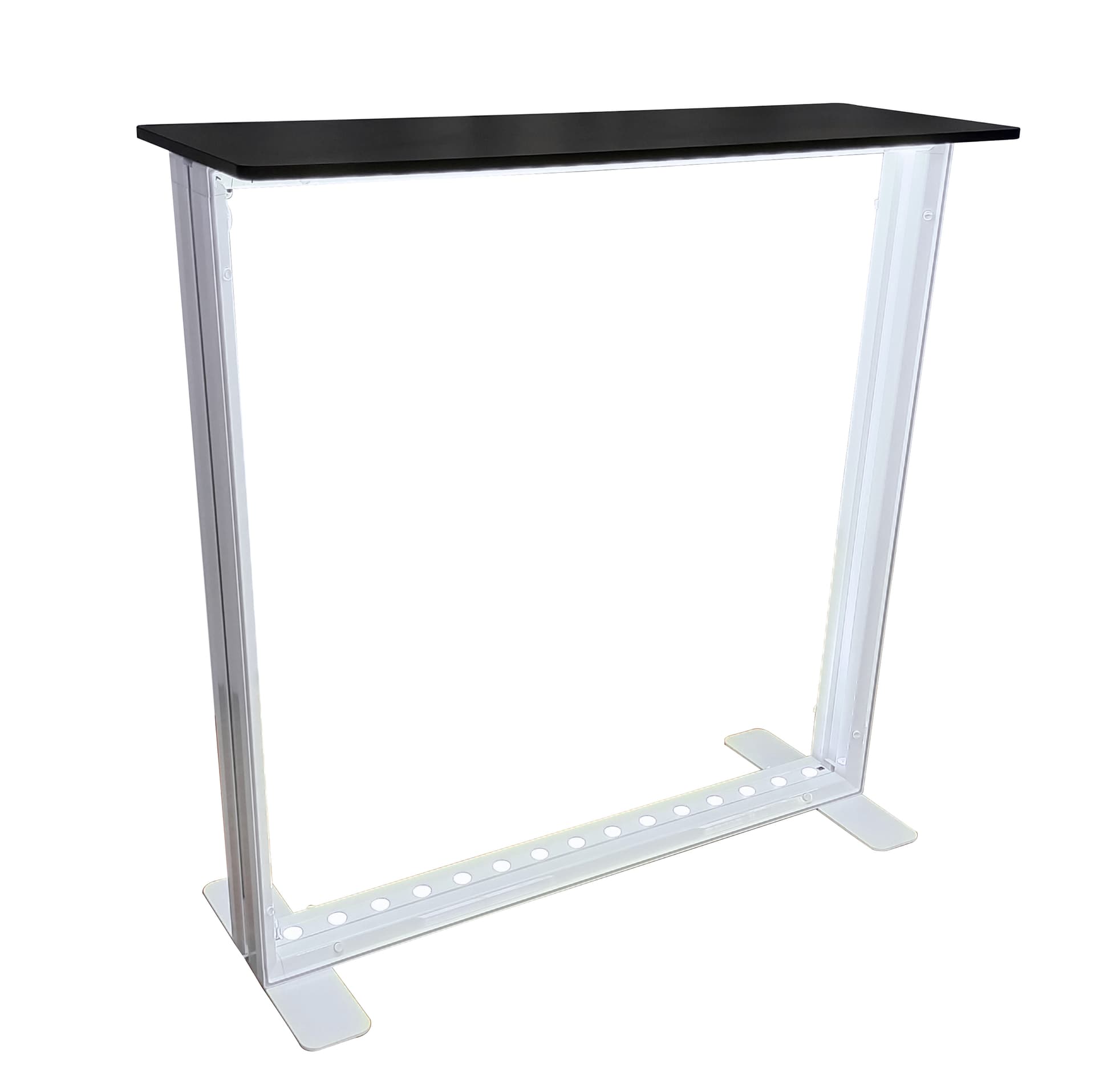 Custom illuminated trade show counter with integrated LED lighting 