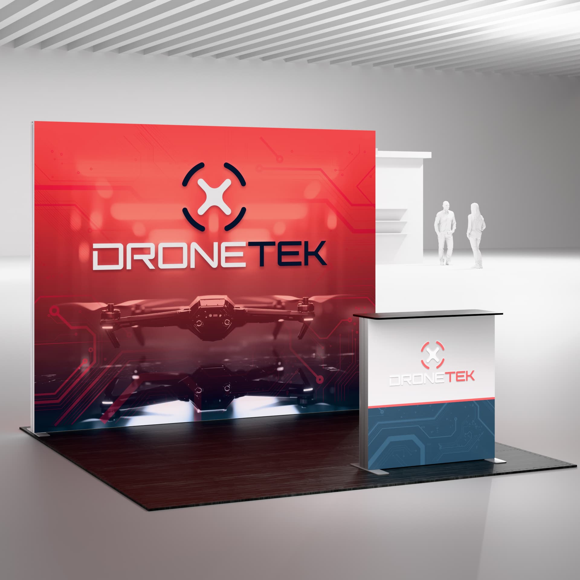 Custom illuminated trade show counter with silicone edge graphics 