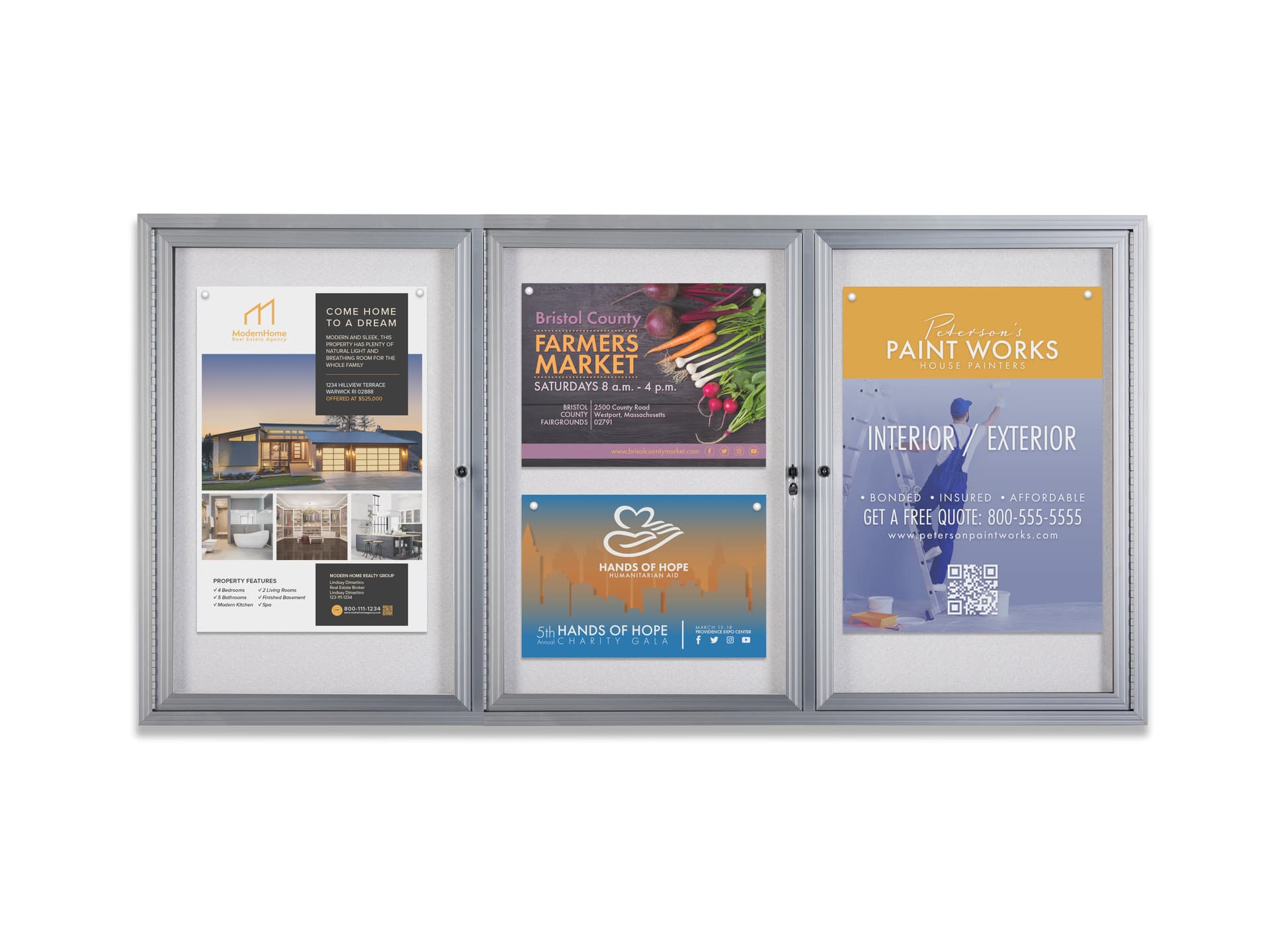 Fabric message board with locks