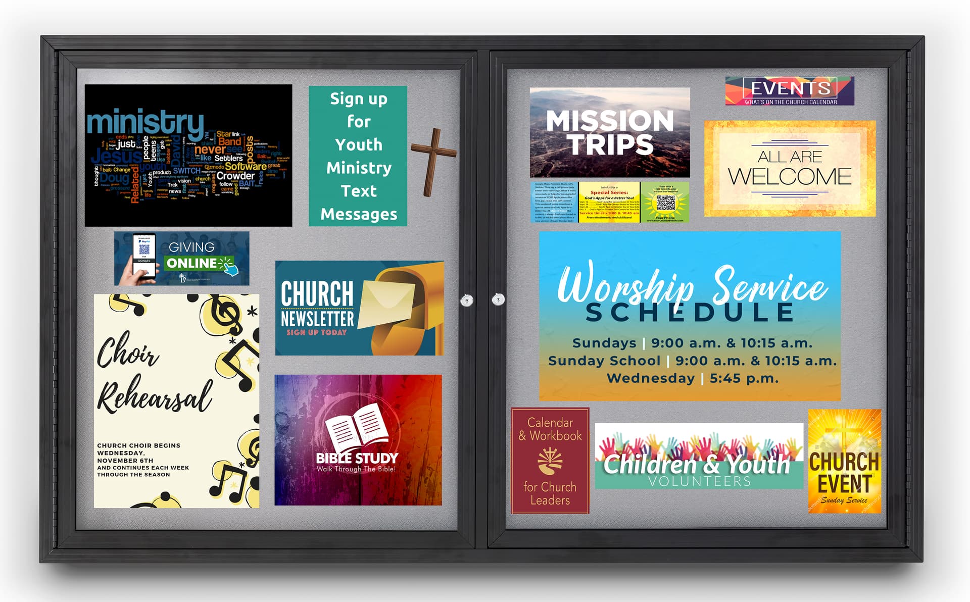 Polycarbonate notice board with large display area