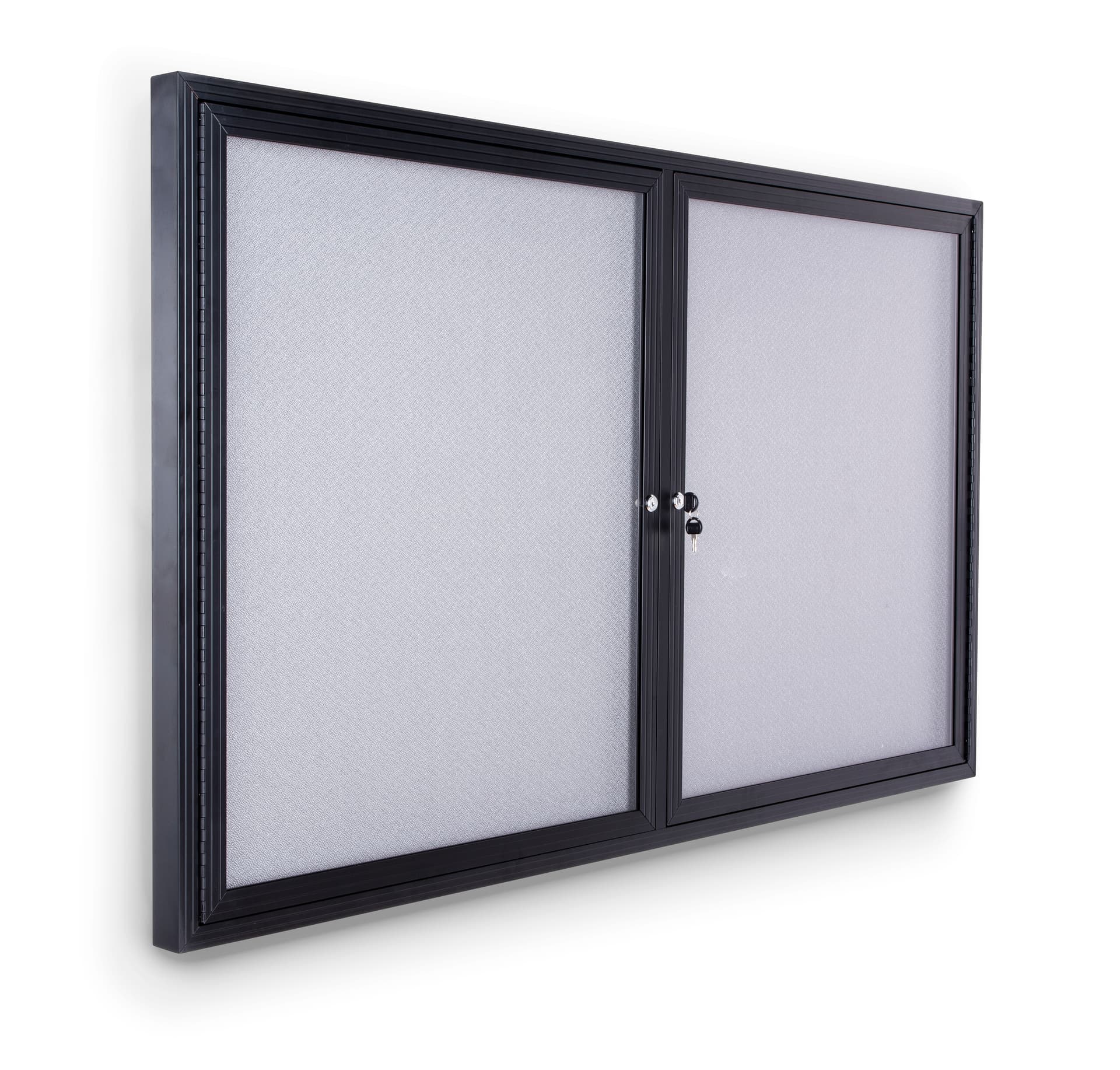 Polycarbonate notice board with black anodized aluminum frame