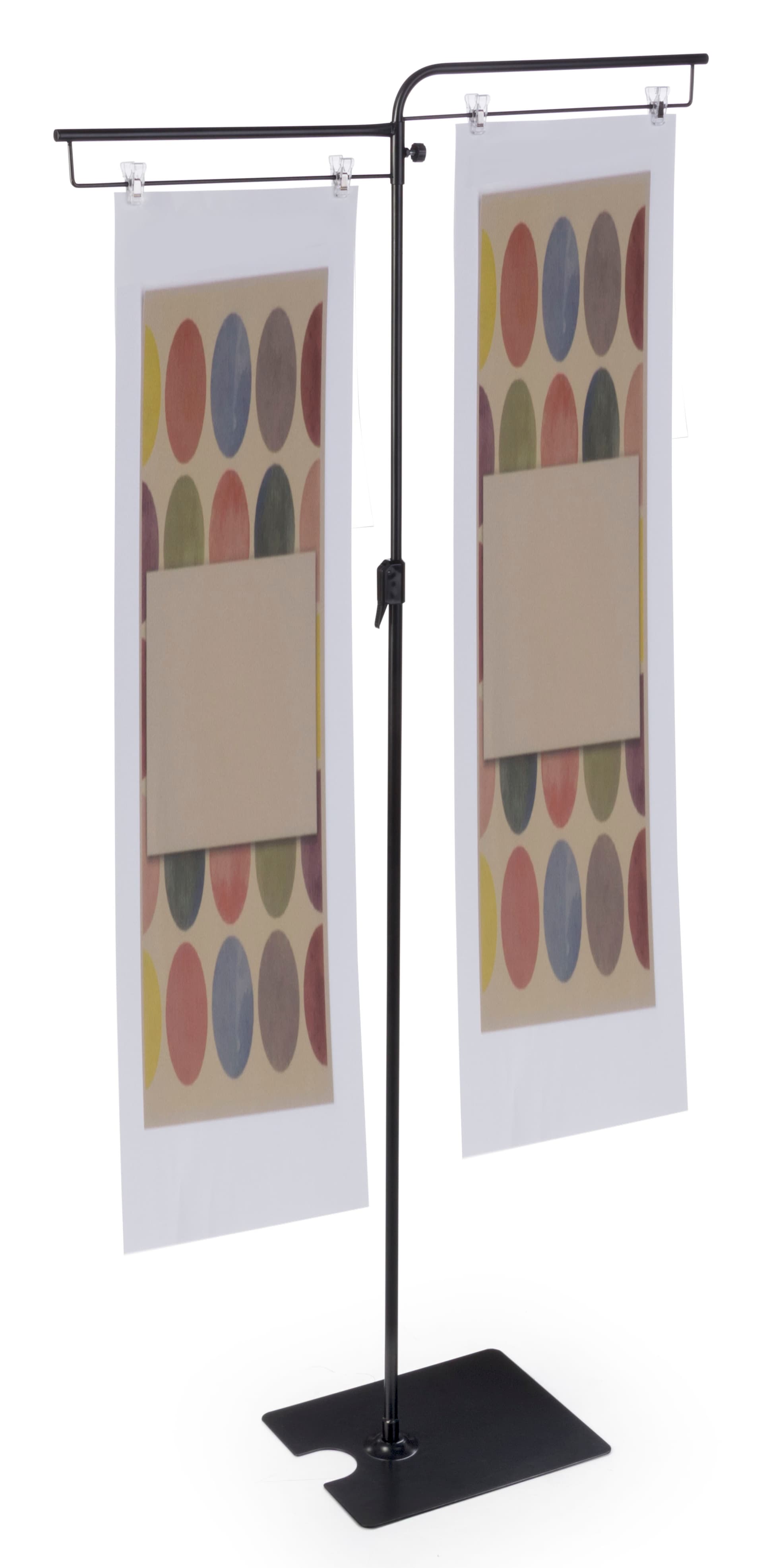 Dual Sign Clip Floorstand for Retail with Steel Post