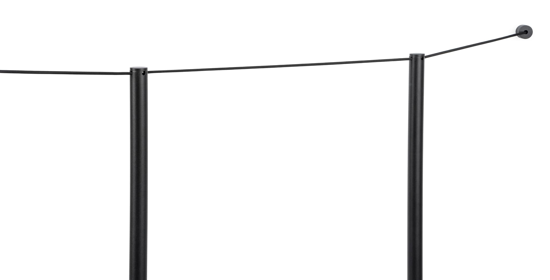 2 Poles and 1 Wall Mount of the 4-Post Low Profile Stanchion Barrier System