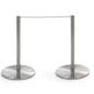 Set of (8) QueuePole.Slim 16” Stanchion Posts w/ 100’ Gray Elastic Cord - Silver
