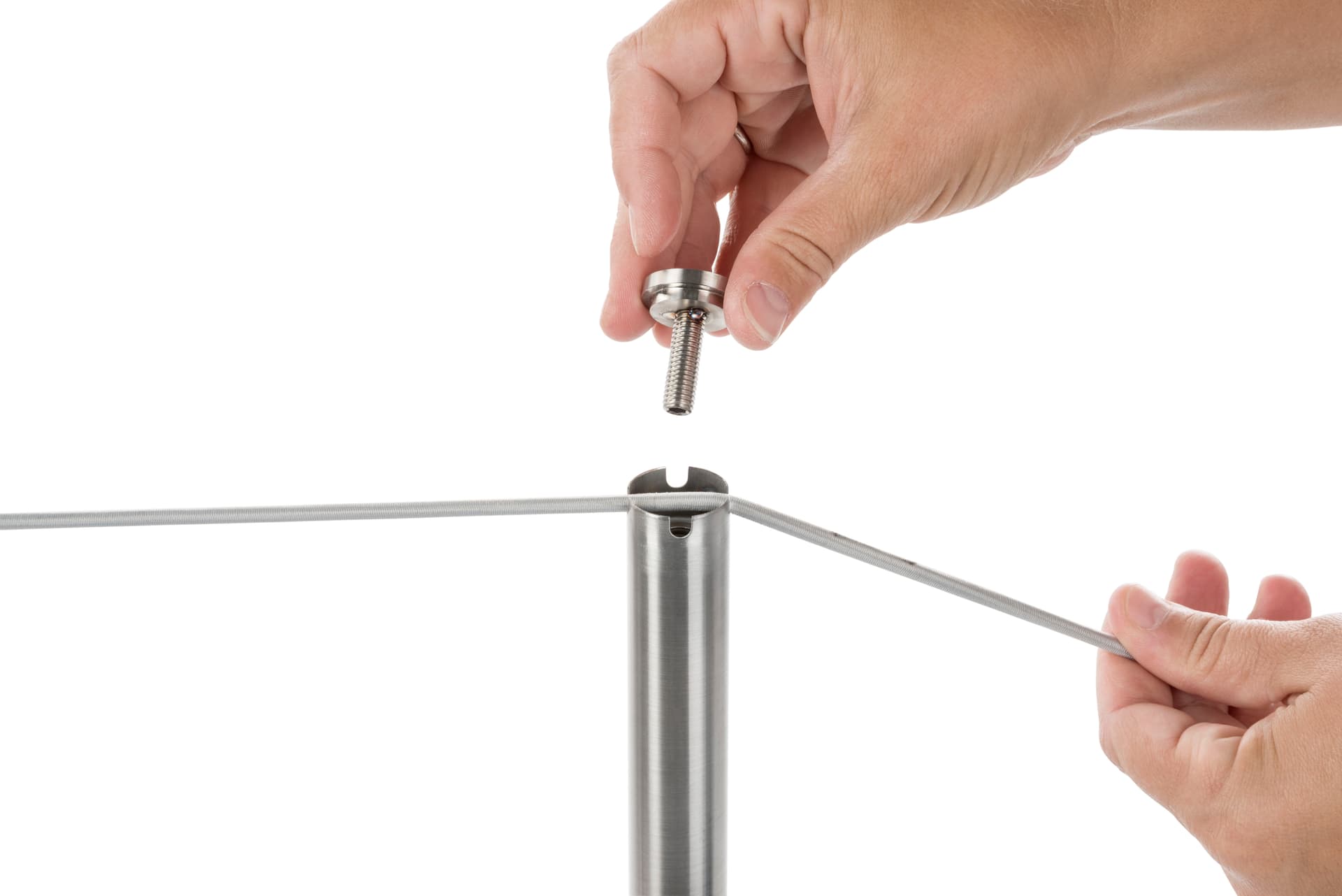 4-Post Low Profile Stanchion Barrier with Screw-Off Top