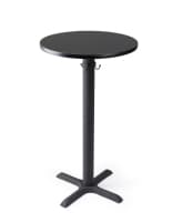 24-Inch round black cruiser table in pub height