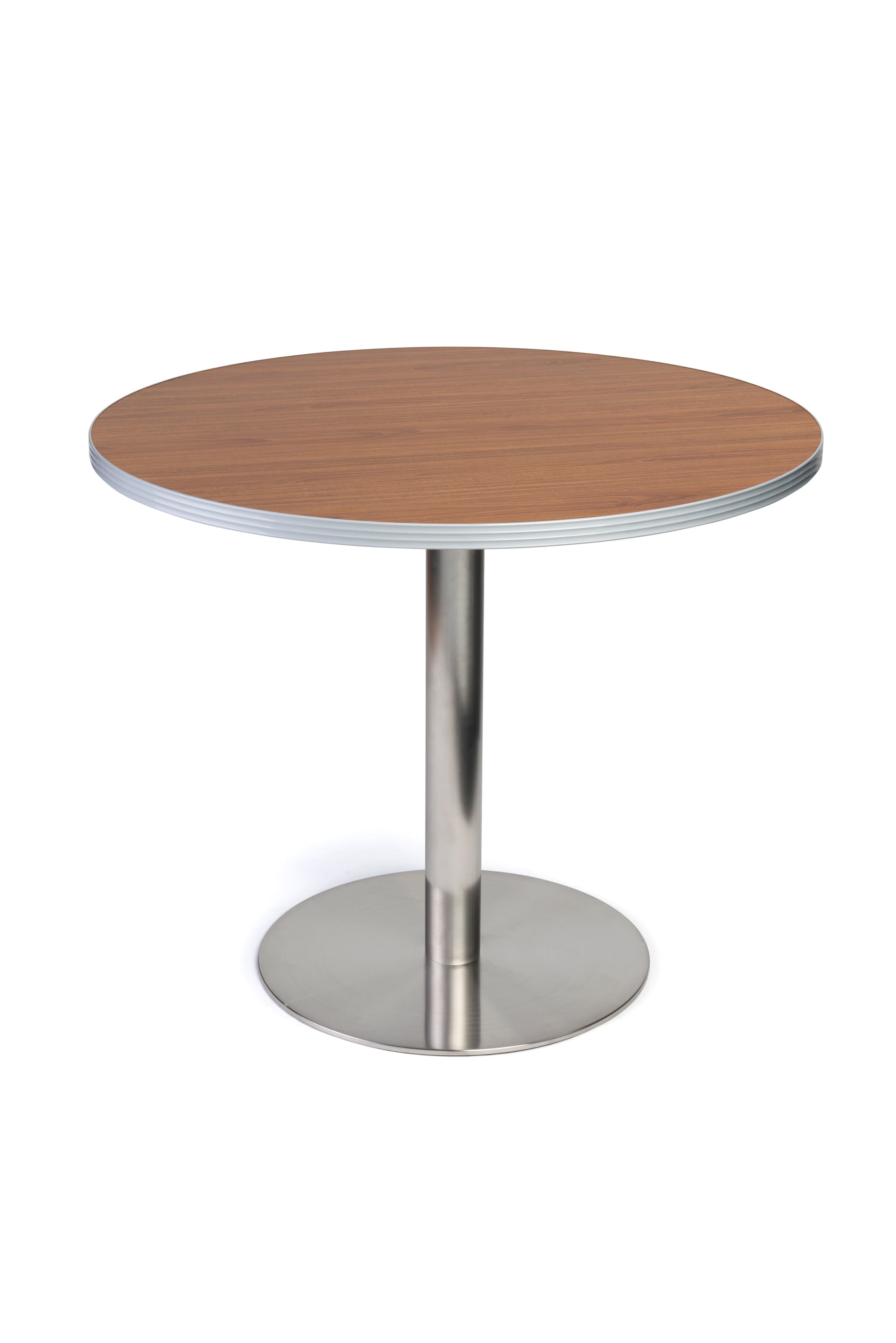 Bistro style lunchroom table and chairs 36 inch tabletop with base